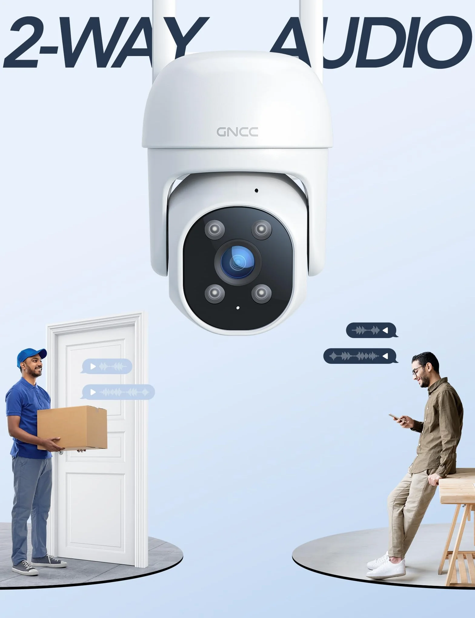 GNCC GK2 Kamera Zewnętrzna PTZ WiFi 1080P Noktowizor Kolor IP65 2,4GHz