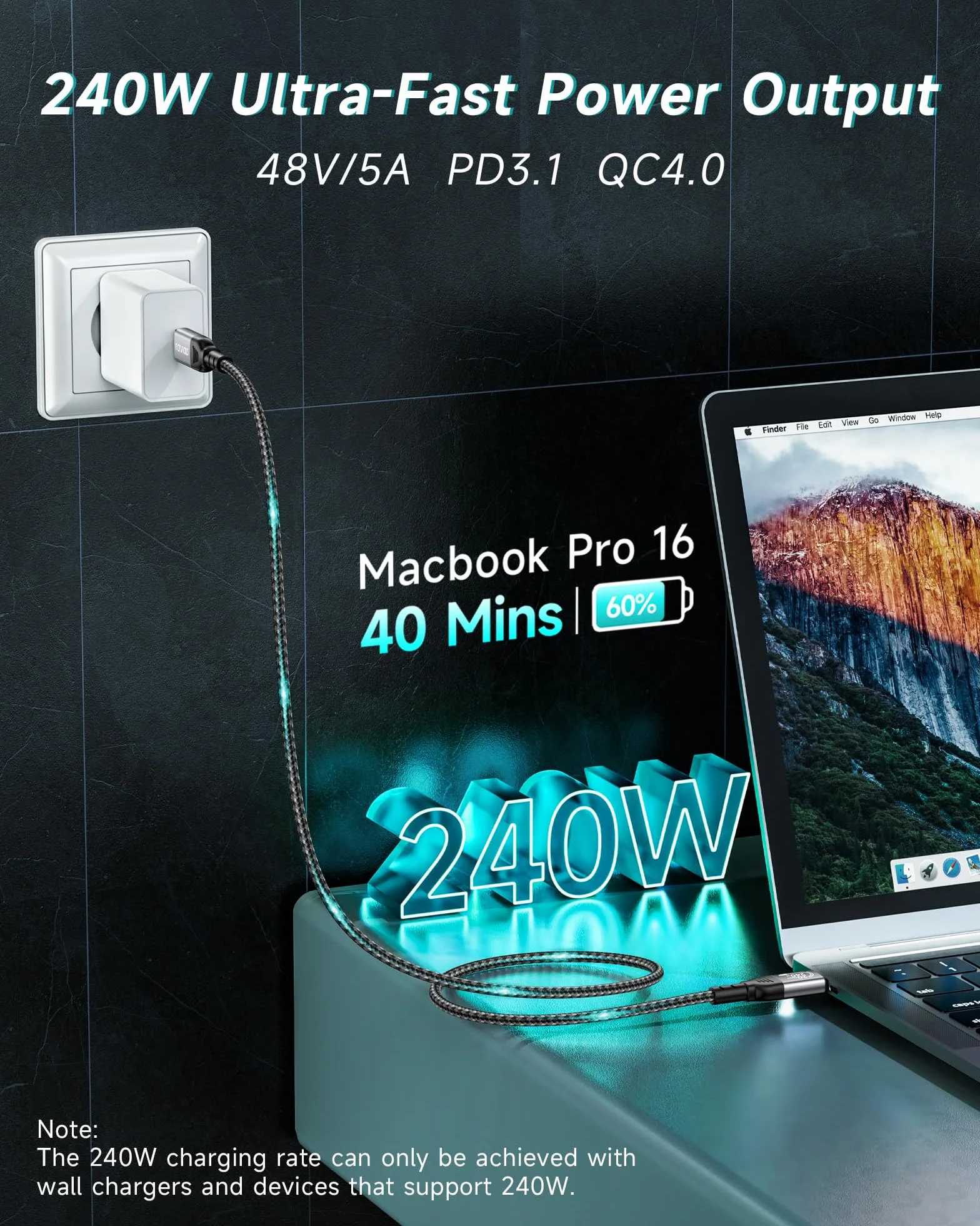 RAVIAD Kabel USB-C na USB-C 1M, 240W 20Gbps USB-C 3.2 Gen2x2 – kabel danych, szybkie ładowanie PD 3.1, transmisja wideo 8K@60Hz/4K@60Hz, kompatybilny z iPhone 17/16/15, Galaxy S25/S24/S23, MacBook