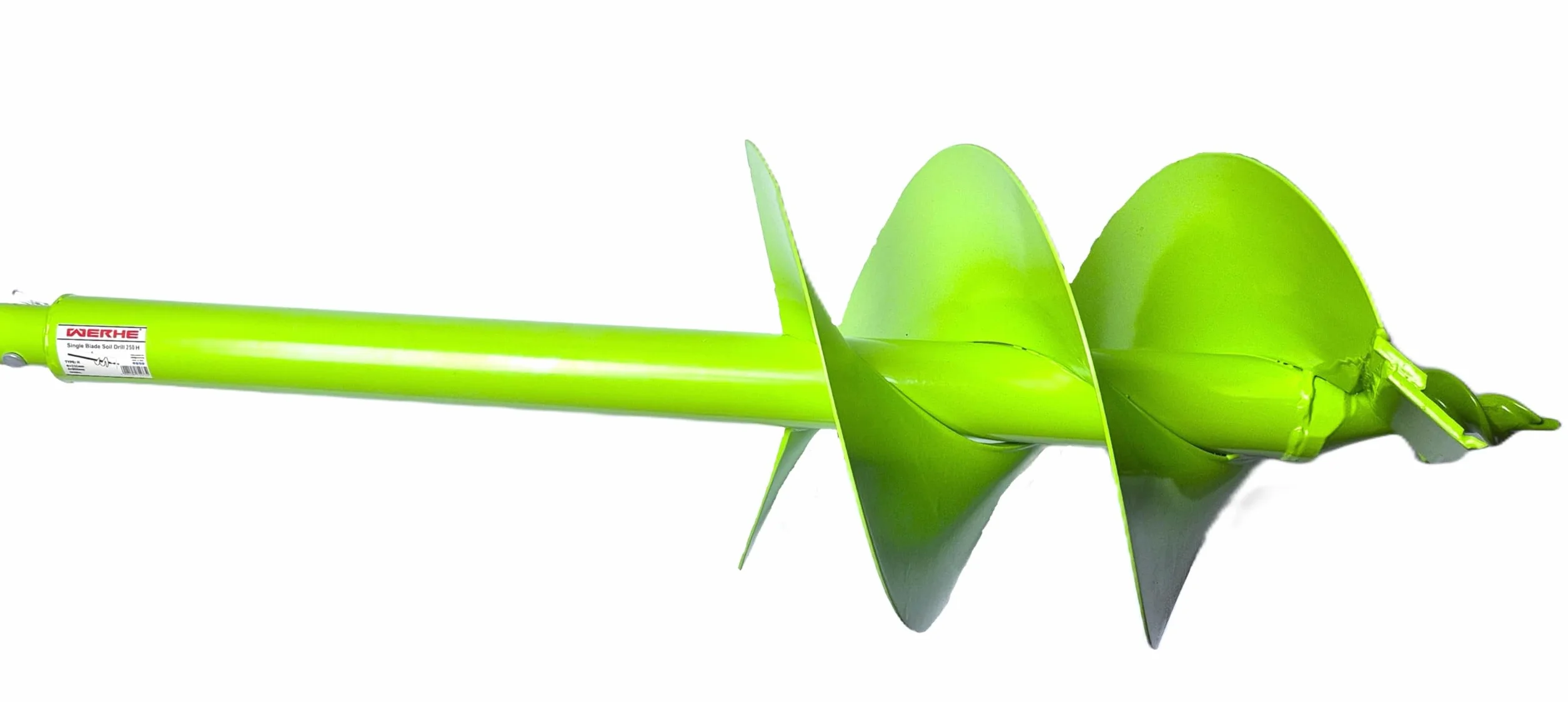 WERHE Świder do gleby ⌀250 mm, długość 80 cm – Wiertło ogrodowe z pojedynczym zwojem – do sadzenia drzew, otworów pod słupki i przepusty – końcówka tnąca z węglikami spiekanymi