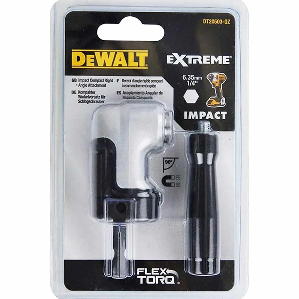 Dewalt Impact nasadka kątowa do wkrętarki udarowej DT20503 (ultra kompaktowa, sześciokątna 1/4, odporna na uderzenia, z momentem obrotowym do 43 Nm, do stosowania na akumulatorowych wkrętarkach)