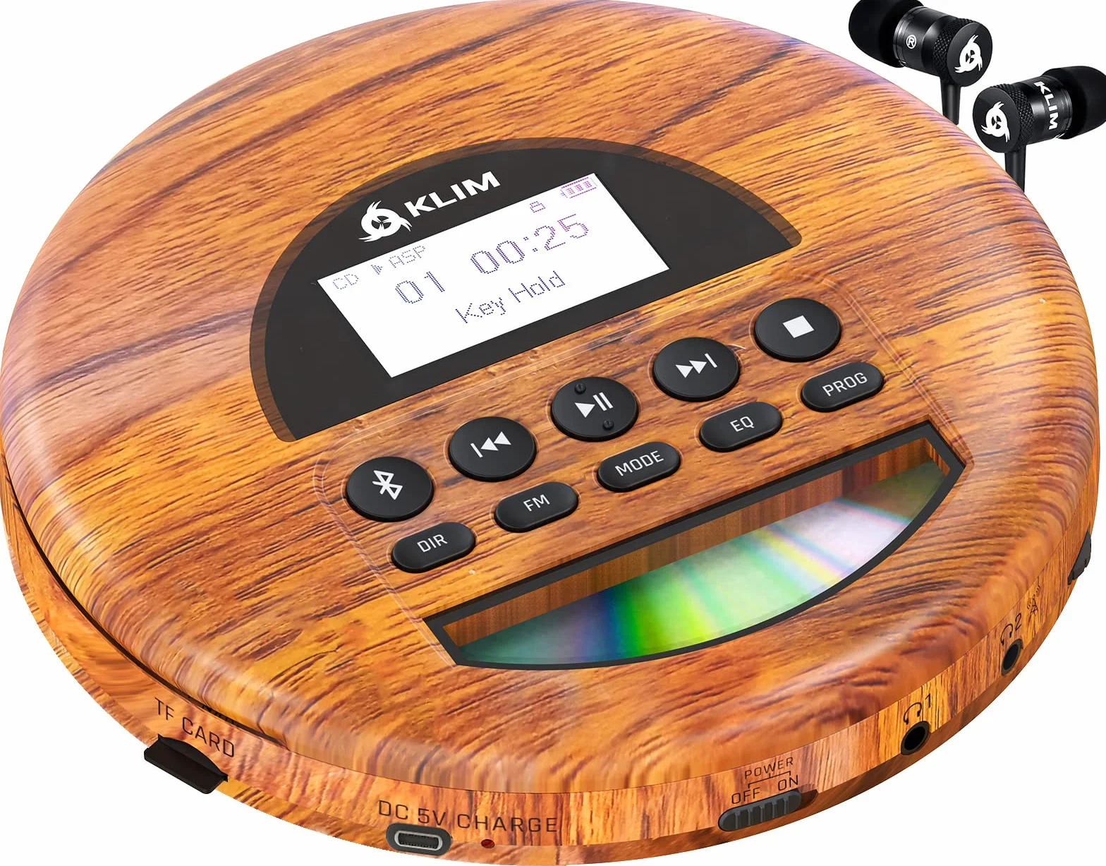 KLIM Nomad Wood Przenośny odtwarzacz CD MP3 Bluetooth Radio FM