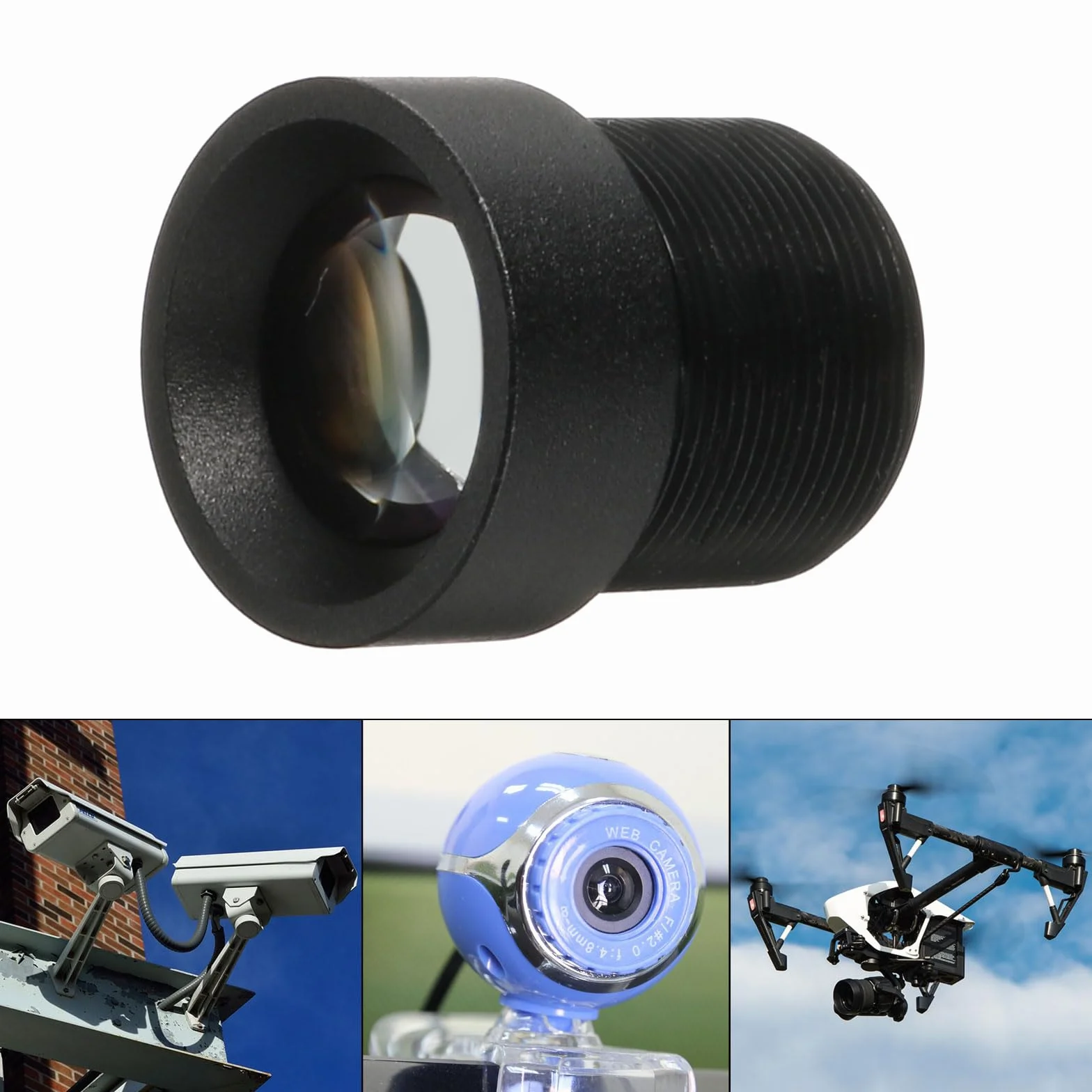 QUARKZMAN Obiektyw CCTV 12 mm 3MP F2.0 FPV Szeroki Kąt M12 Gwint Czarny