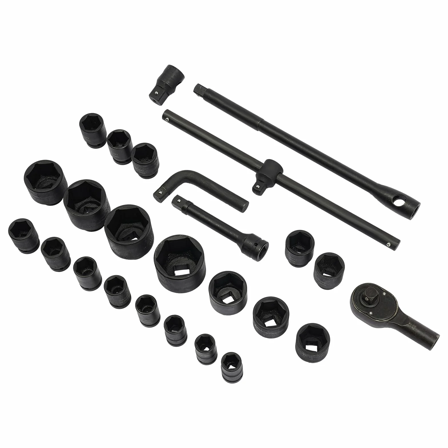 Zestaw kluczy nasadowych do samochodów ciężarowych, skrzynka na klucze nasadowe, 26-częściowy 3/4" i 1", 21-65 mm, profesjonalny zestaw kluczy nasadowych do naprawy samochodu