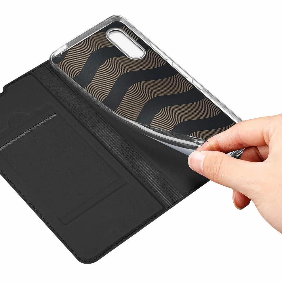 Etui z klapką PU TPU z gniazdem na karty i stojakiem do Sony Xperia L4 czarne