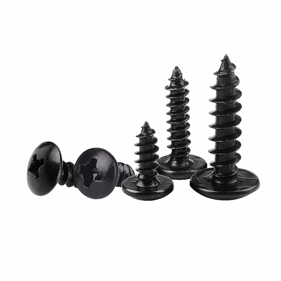 20 sztuk wkrętów samogwintujących M5 x 16 mm czarne wkręty krzyżowe ze stali węglowej do drewna materiałów miękkich i płyt gipsowych z okrągłymi łbami