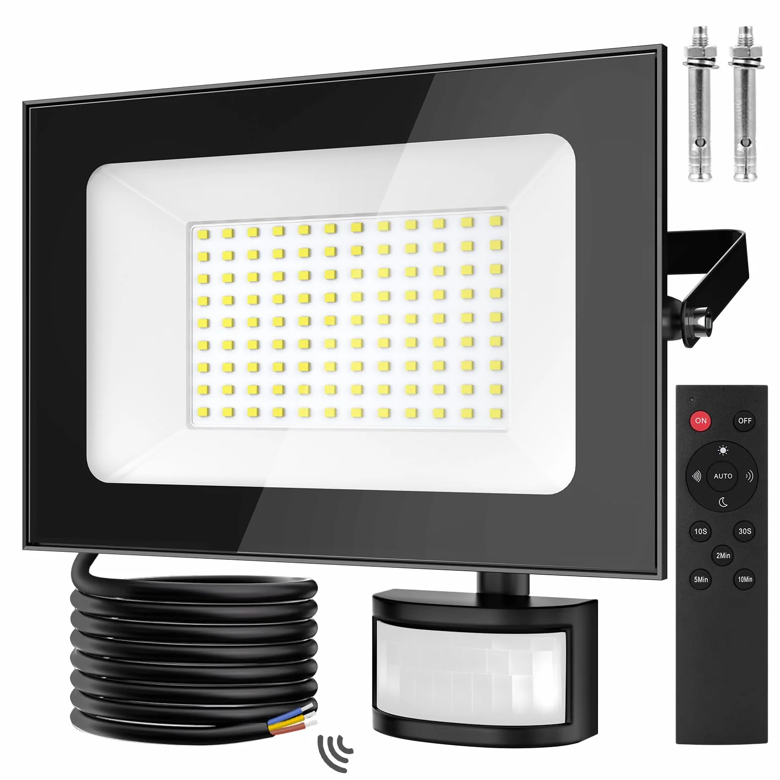 Sararoom Zewnętrzny reflektor LED z czujnikiem ruchu 1000 W, super jasne zewnętrzne oświetlenie LED 10000 lm, światło dzienne 6500 K, wodoszczelność IP65 do garażu, podwórza, trawnika, ogrodu