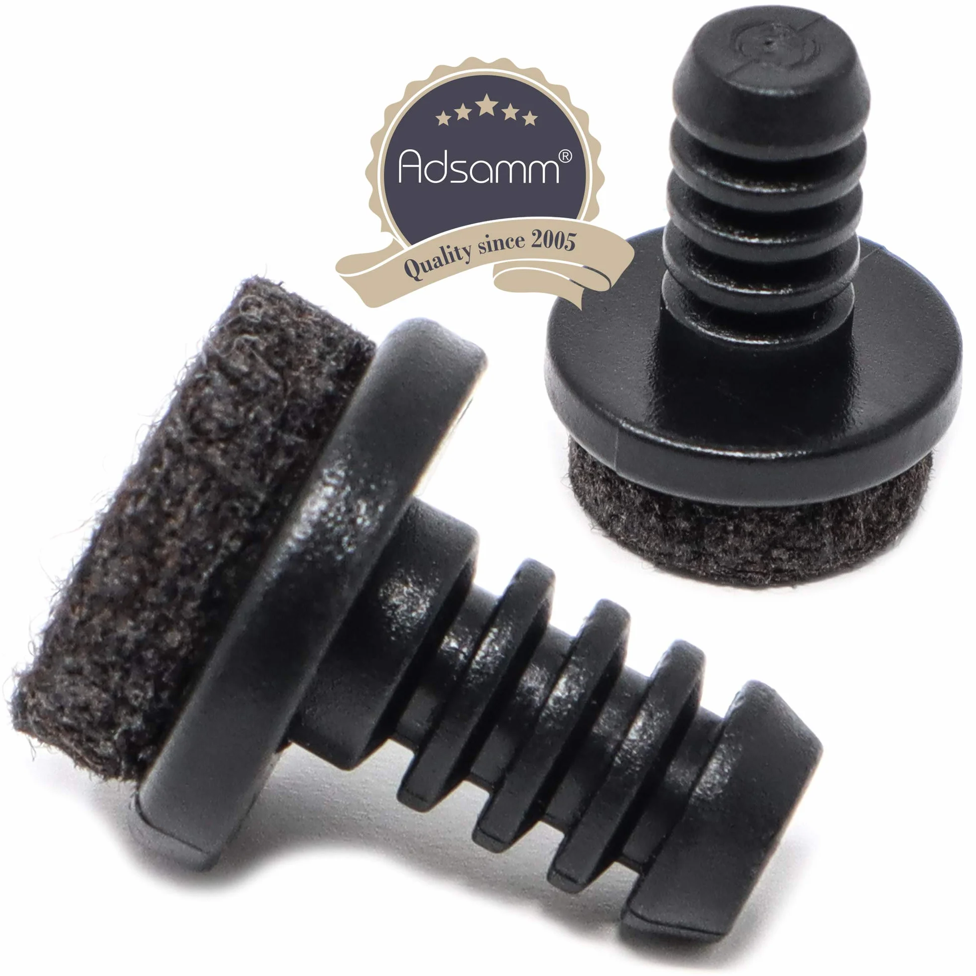Adsamm INS-R-F-BL-16-16 INS-R-F-BL-16 16 x zaślepki lamelowe z filcu, czarne, Ø 16 mm