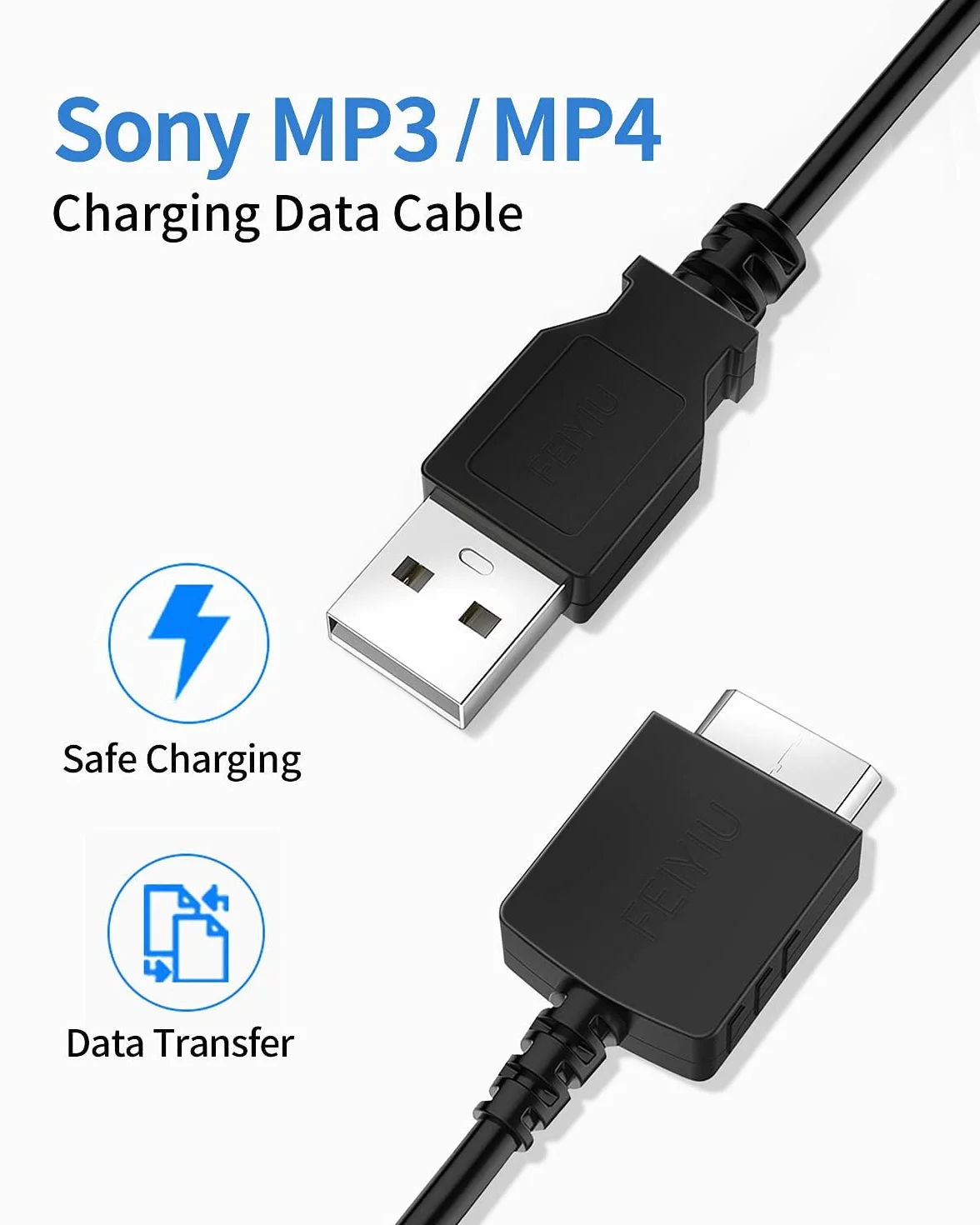 Zamienny kompatybilny kabel USB do Sony NWZ-E436F Walkman - kompatybilny z Sony serii E Walkman - Synchronizacja i ładowarka - czarny 1 metr od Dragon Trading