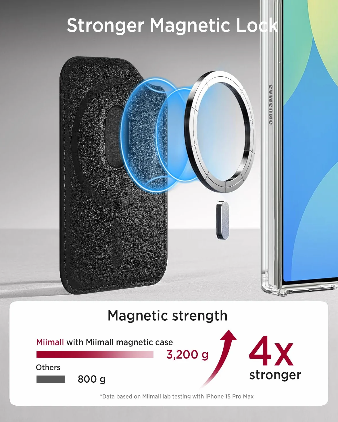 Samsung Galaxy S25 Ultra MagSafe Etui na Karty Wegańska Skóra Portfel Magnetyczny Czarny