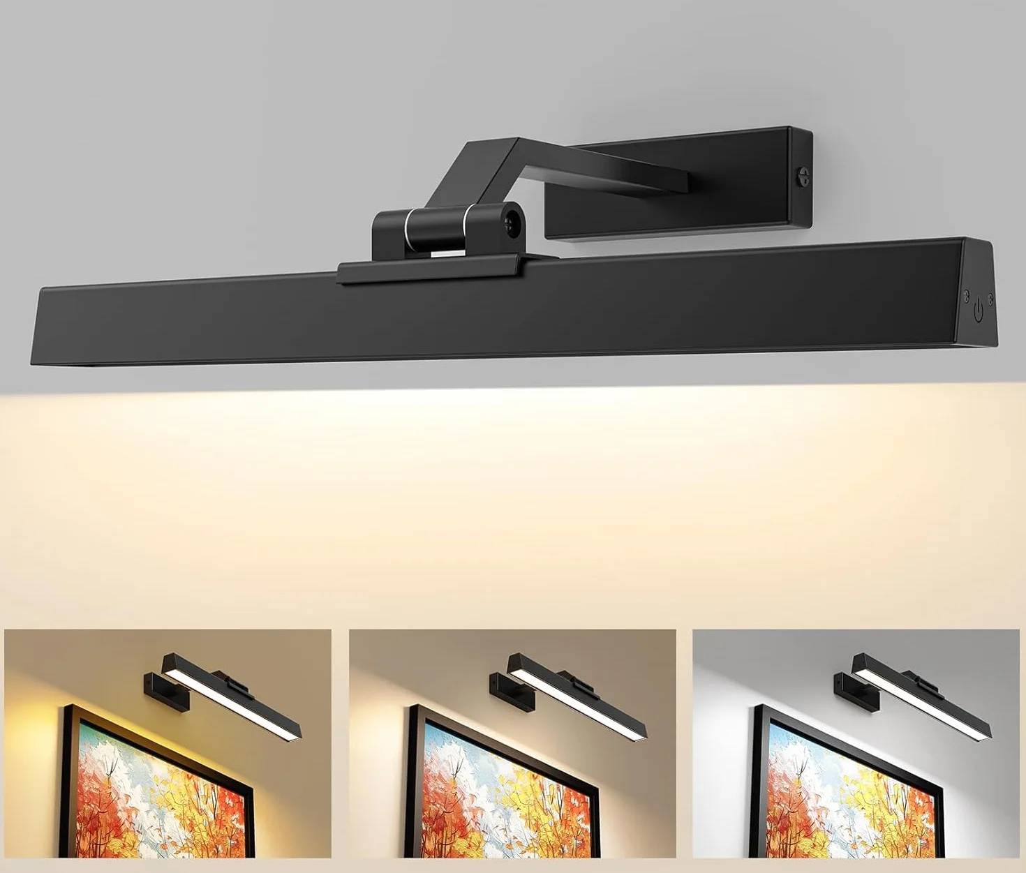 AIBOO Bezprzewodowa lampa do zdjęć LED, ładowana, z pilotem zdalnego sterowania, zasilanie bateryjne, oświetlenie obrazu, lampa ścienna