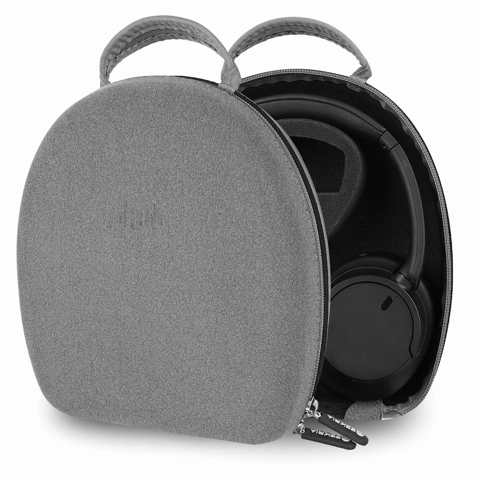 Etui na słuchawki Geekria Shield kompatybilne z Sony WH-1000XM6/1000XM5/1000XM4, WH-CH720n i więcej, zamienne ochronne etui z twardą skorupą z przechowywaniem kabli (Mikrofibra Szara)