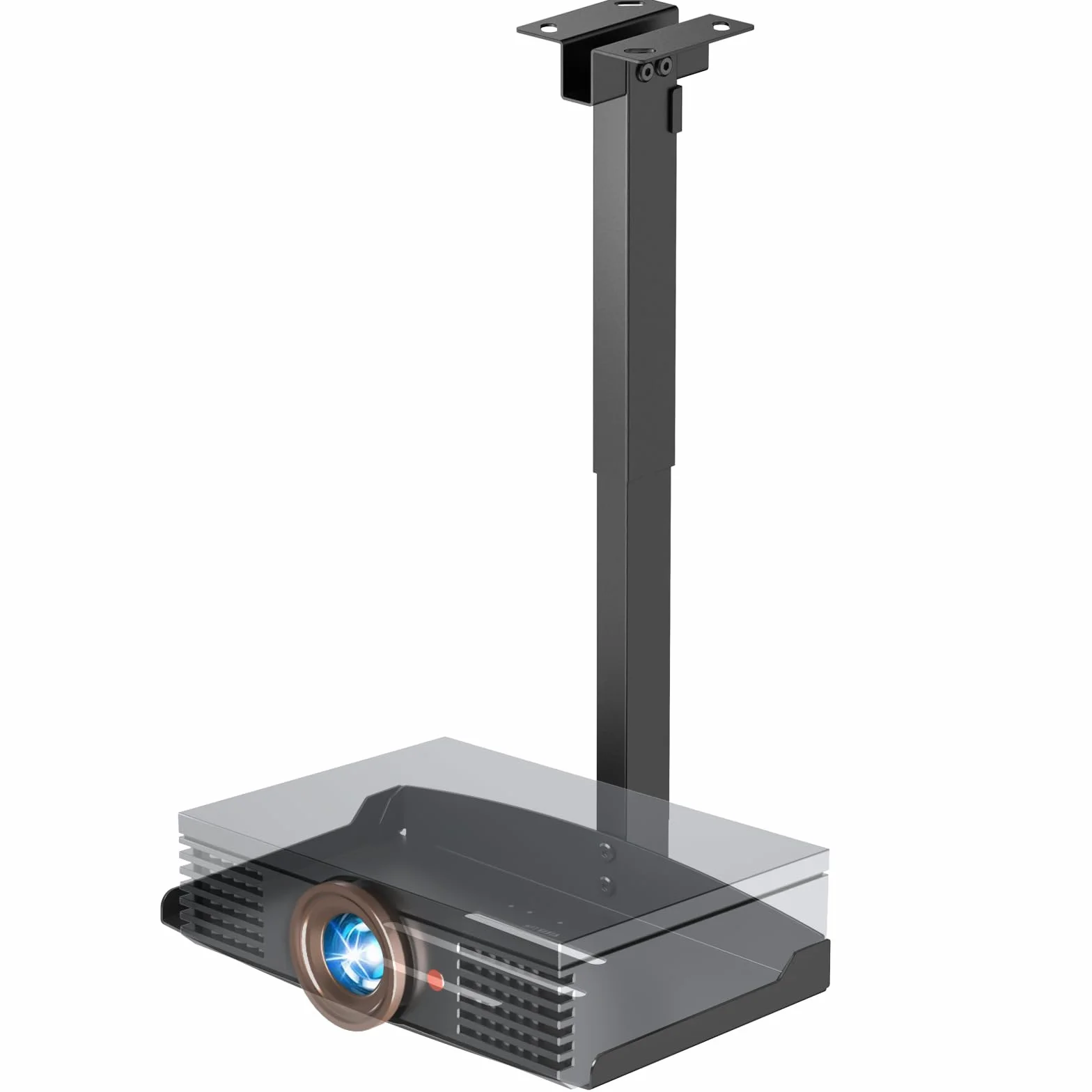 PUTORSEN Uchwyt do projektora – z regulacją wysokości, uchwyt sufitowy do projektora lub uchwyt ścienny, instalacja bez wiercenia, ukryta prowadnica kabla, wytrzymuje do 10 kg, czarny