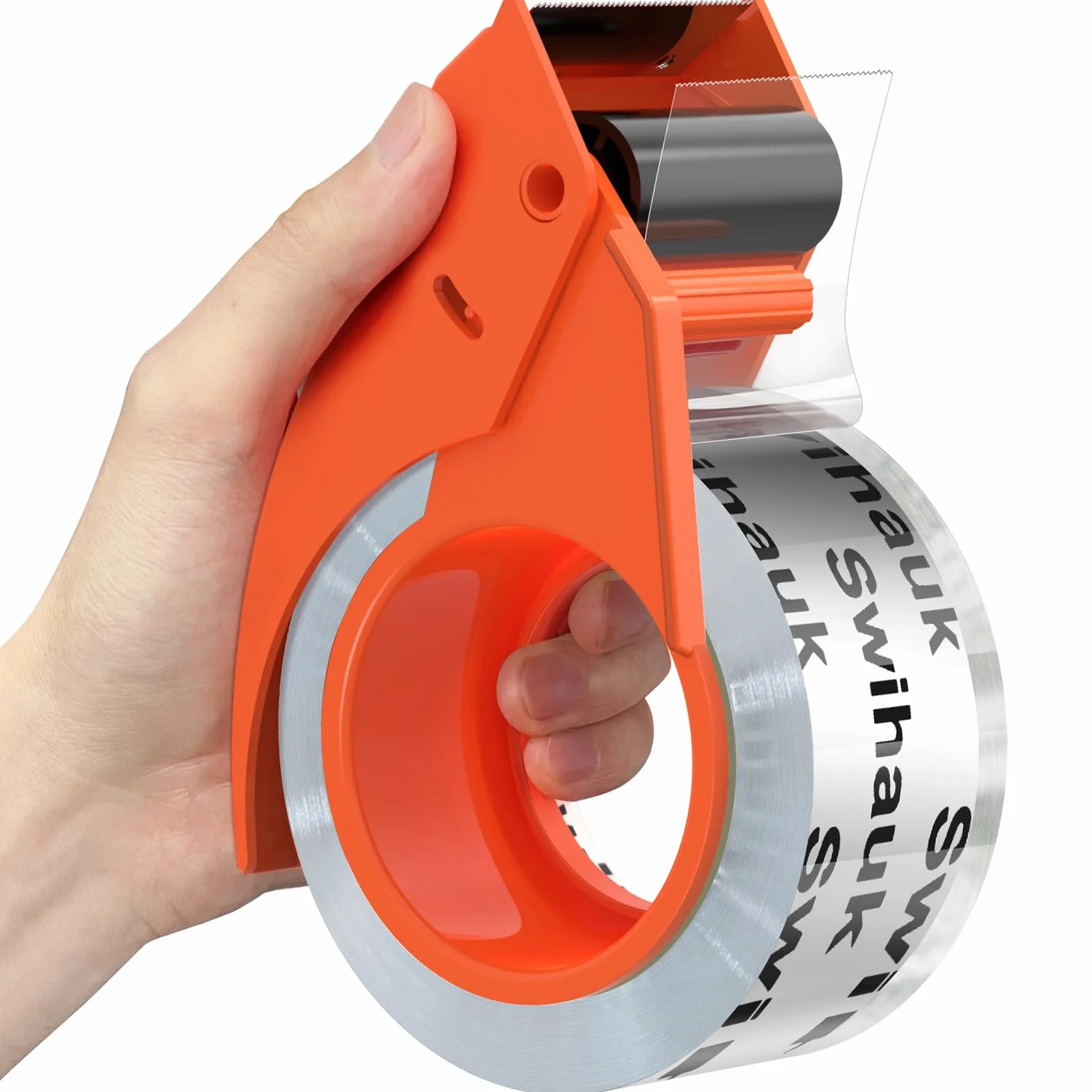 SWIHAUK 48 mm x 61 m, wytrzymała taśma pakowa z dozownikiem, mocna i trwała, do bezpiecznego pakowania, wysyłki, przenoszenia, przechowywania i wysyłki