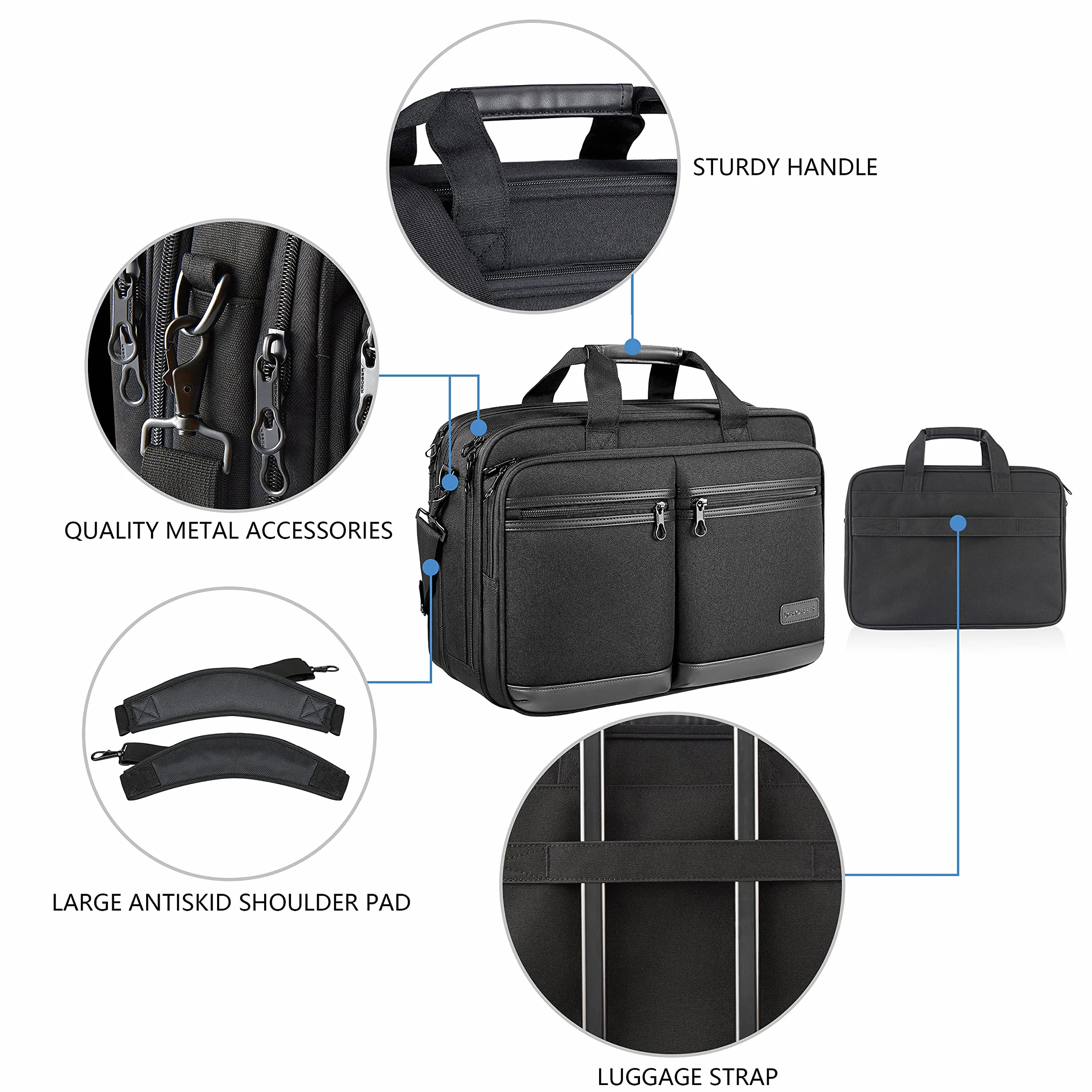 KROSER 18" torba na ramię na laptopa wodoodporna z kieszeniami RFID do 17,3"
