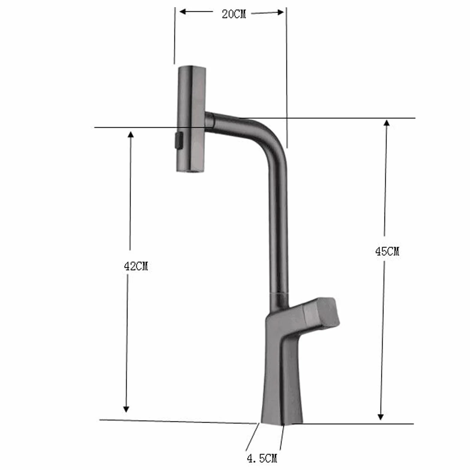 Bateria kuchenna Waterfall z wyciąganą wylewką, bateria kuchenna z pojedynczym uchwytem, bateria kuchenna High Arc Gun Gray Kitchen Mixer Tap