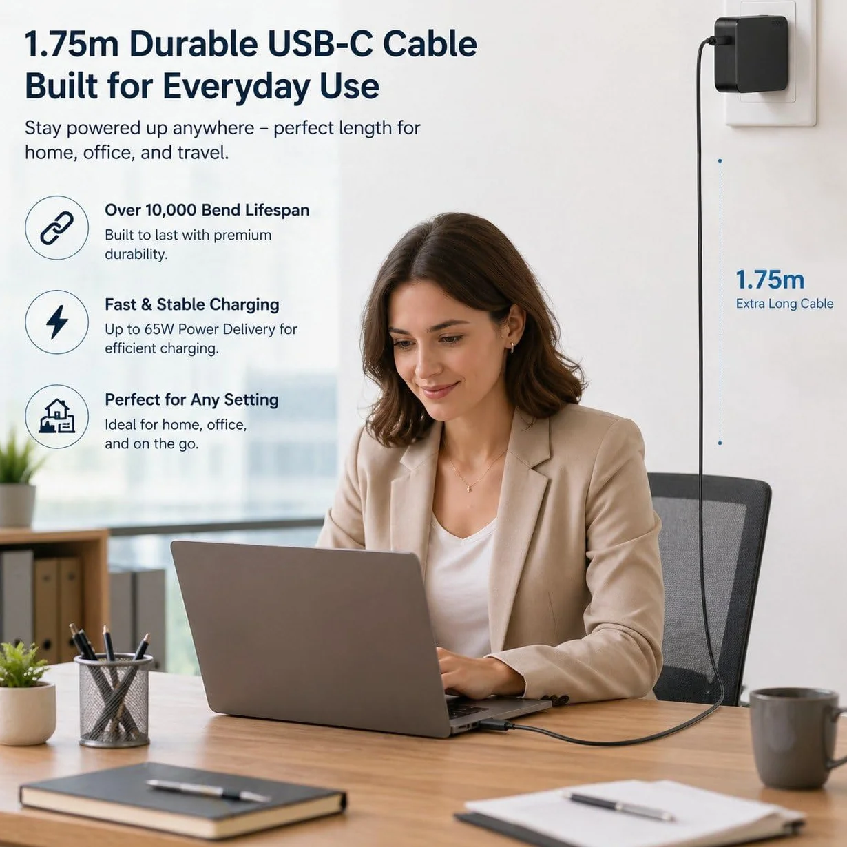 65W Ładowarka USB C kompatybilna MacBook Air Pro Dell XPS 13 15 Latitude Lenovo HP Spectre x360