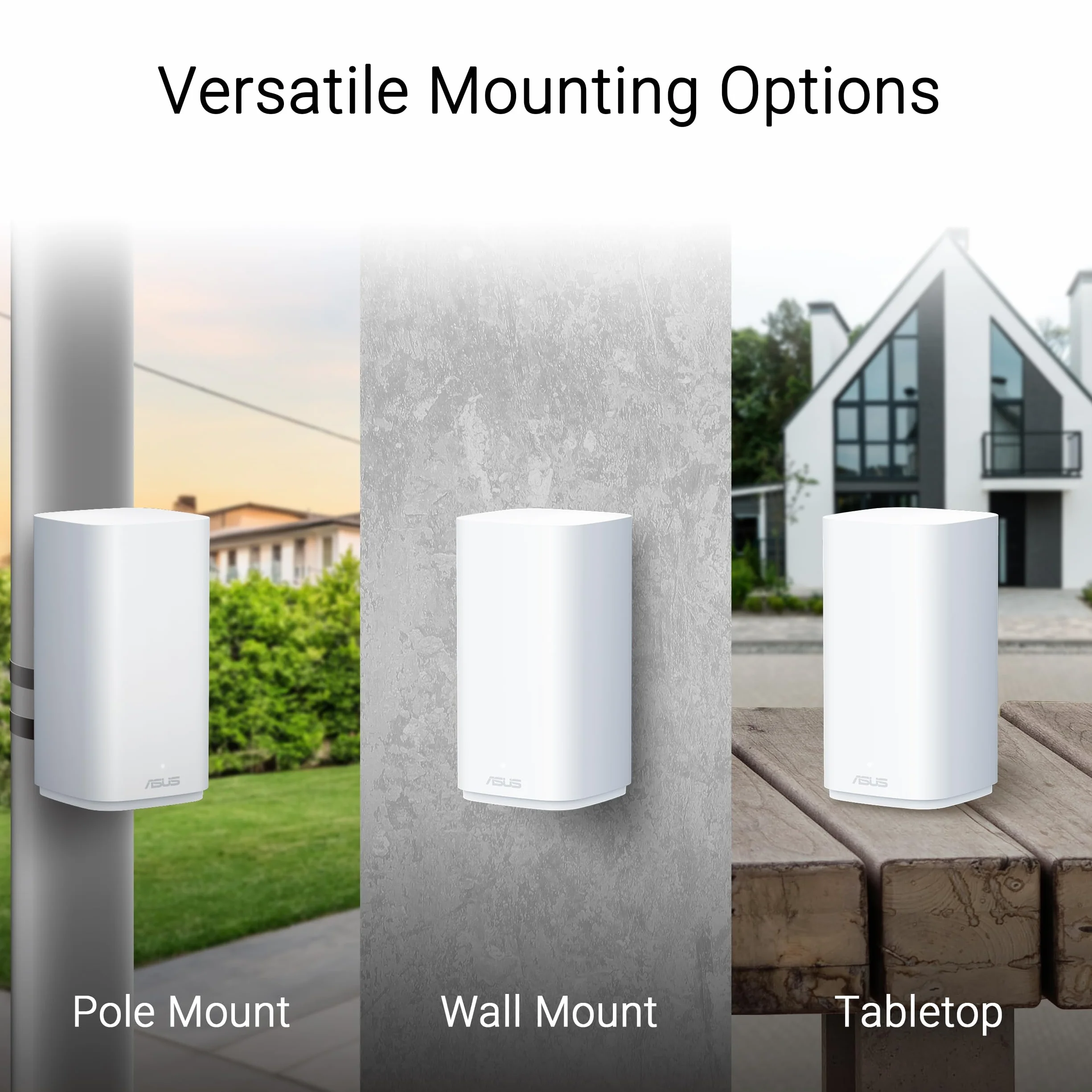ZenWiFi BD4 BE3600 Outdoor Dualband WiFi 7 AiMesh rozszerzalny router 1 szt. (3600 Mbit/s, zasięg do 235 m², podwójne porty 2,5 G, ochrona przed warunkami atmosferycznymi IP65, 3 SSID do urządzeń IOT,