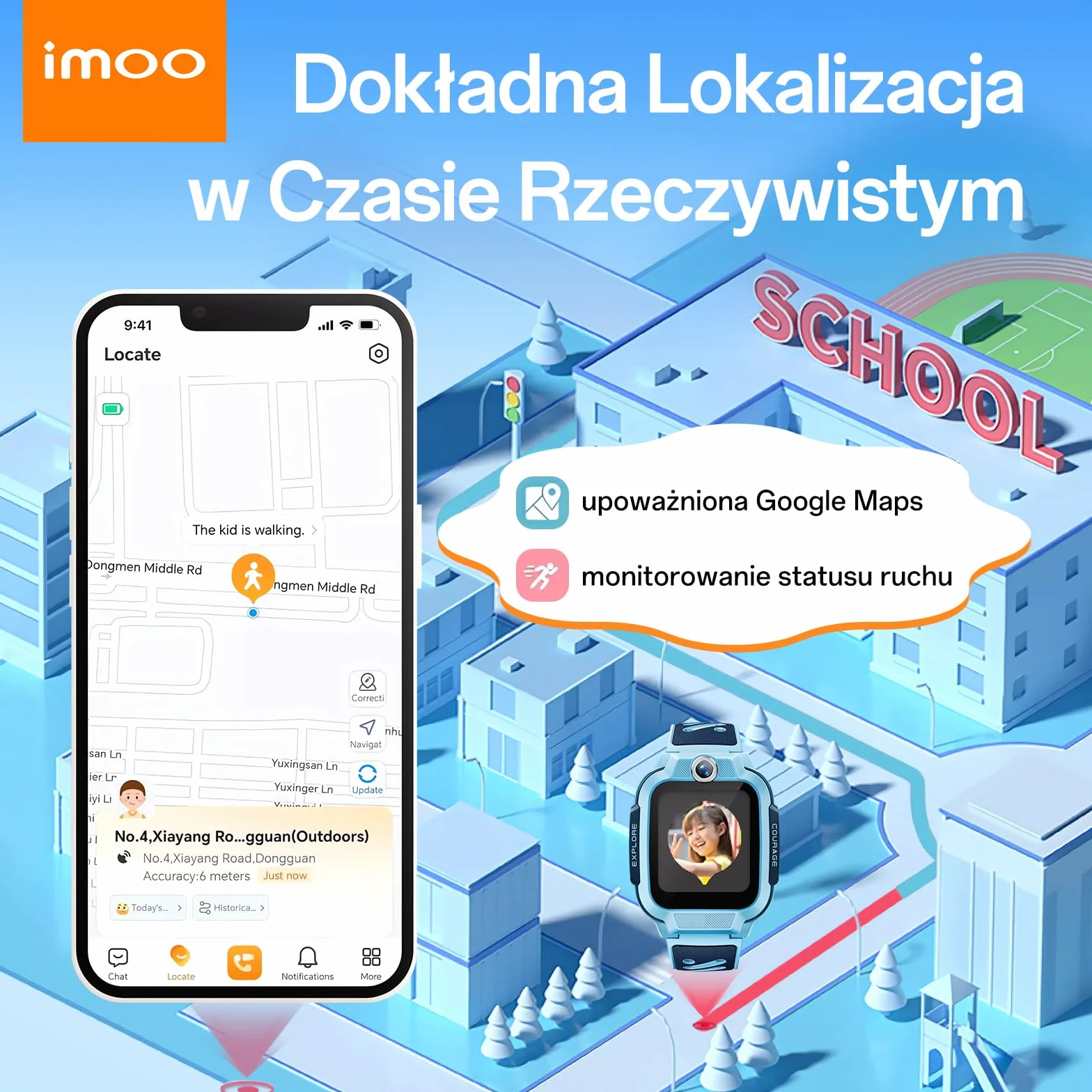 imoo Z3 Smartwatch dla Dzieci 4G GPS Wodoodporny 20m Pamięć 8GB Niebieski