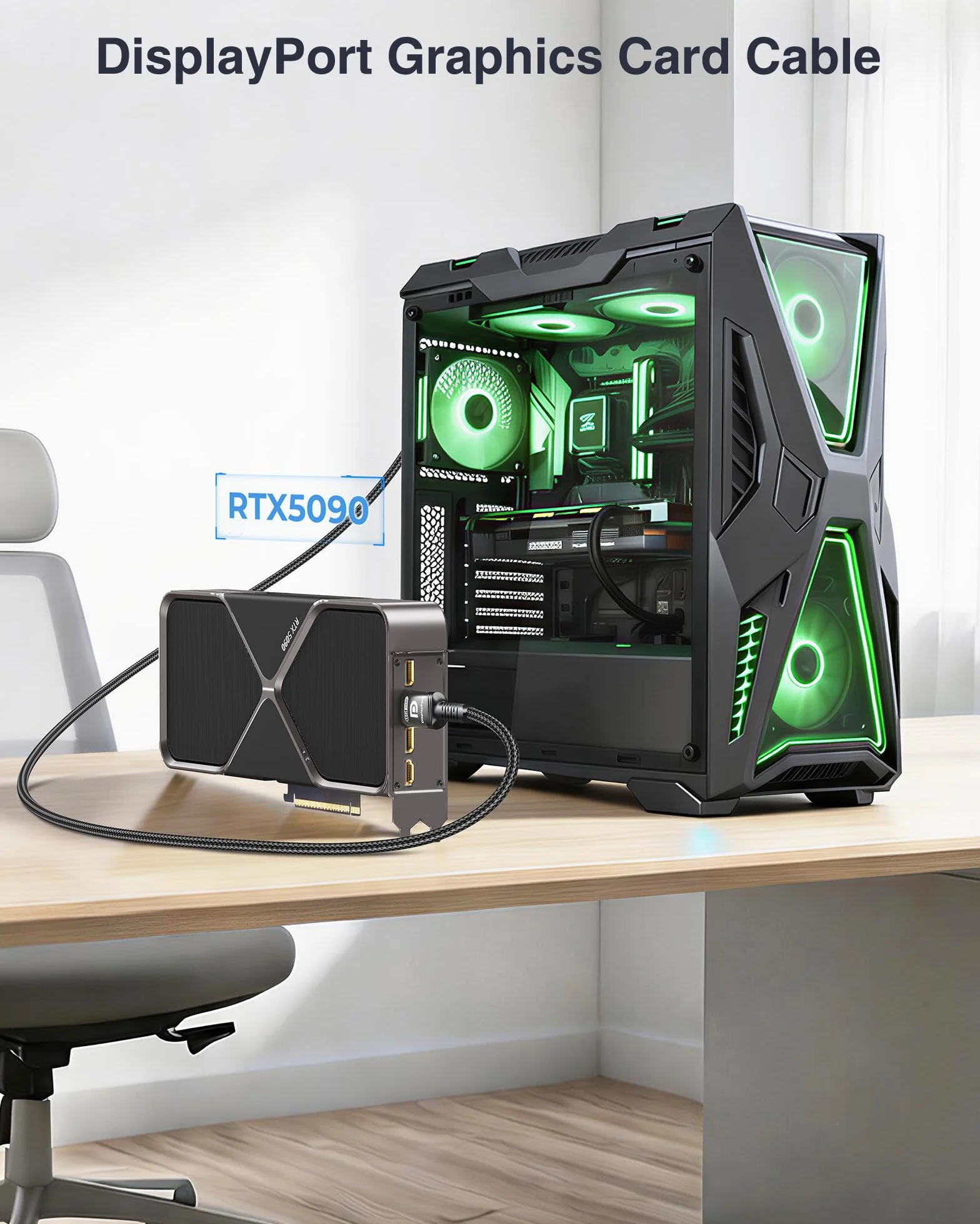 Ubluker 10K 8K 4K Kabel DisplayPort 2.1 54Gbps 2.5M, Certyfikat Kabel DP-DP 4K 240Hz 165Hz 144Hz 120Hz 10K 8K 60Hz Nylonowy Oplot UHBR HDCP2.3 FreeSync G-Sync RTX5090 Monitor PC Projektor