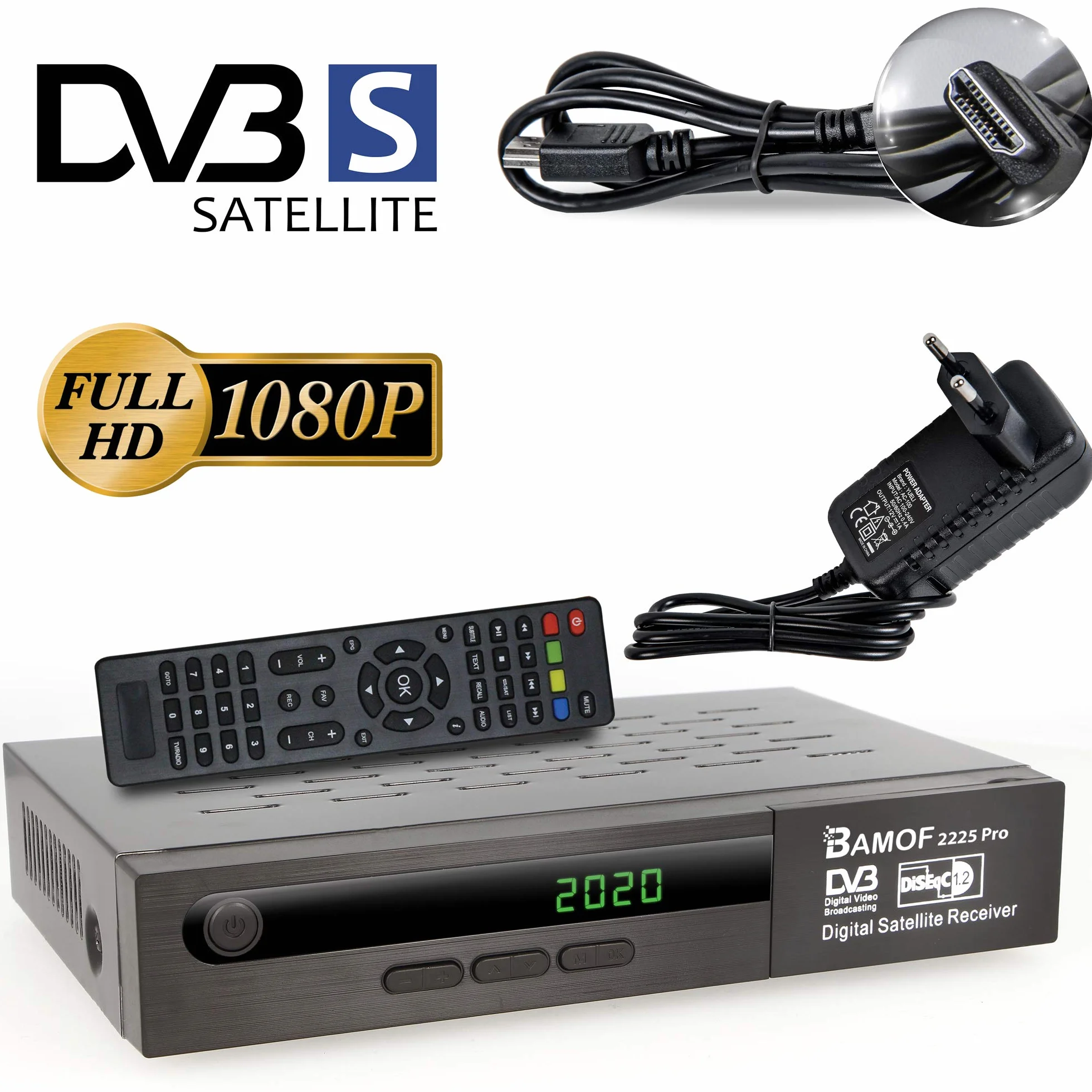 Bamof 2225 PRO cyfrowy odbiornik satelitarny HDTV DVB-S2 Full HD 1080p HDMI
