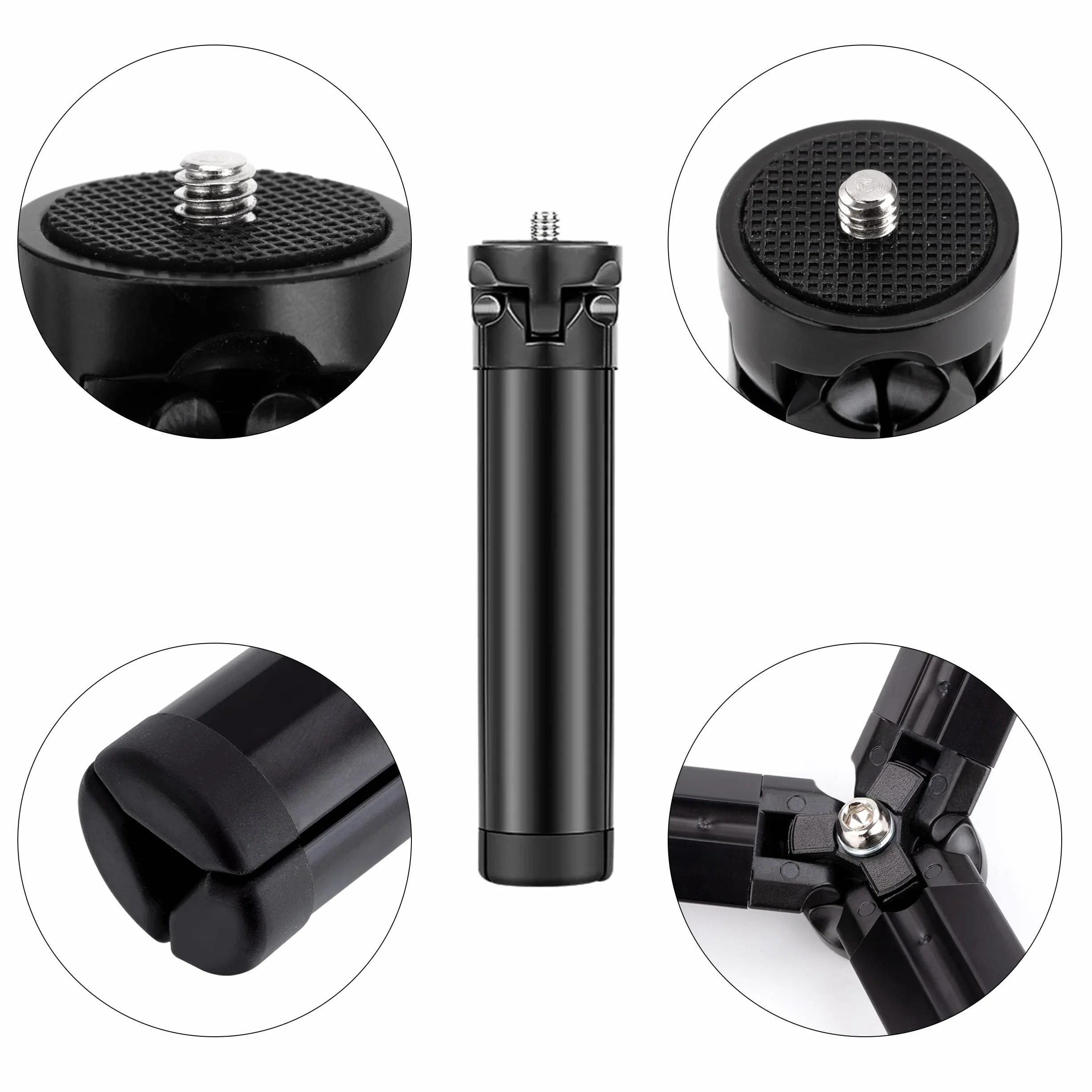 Statyw do smartfona Tripod ze stopu aluminium 1/4" 11 cm czarny