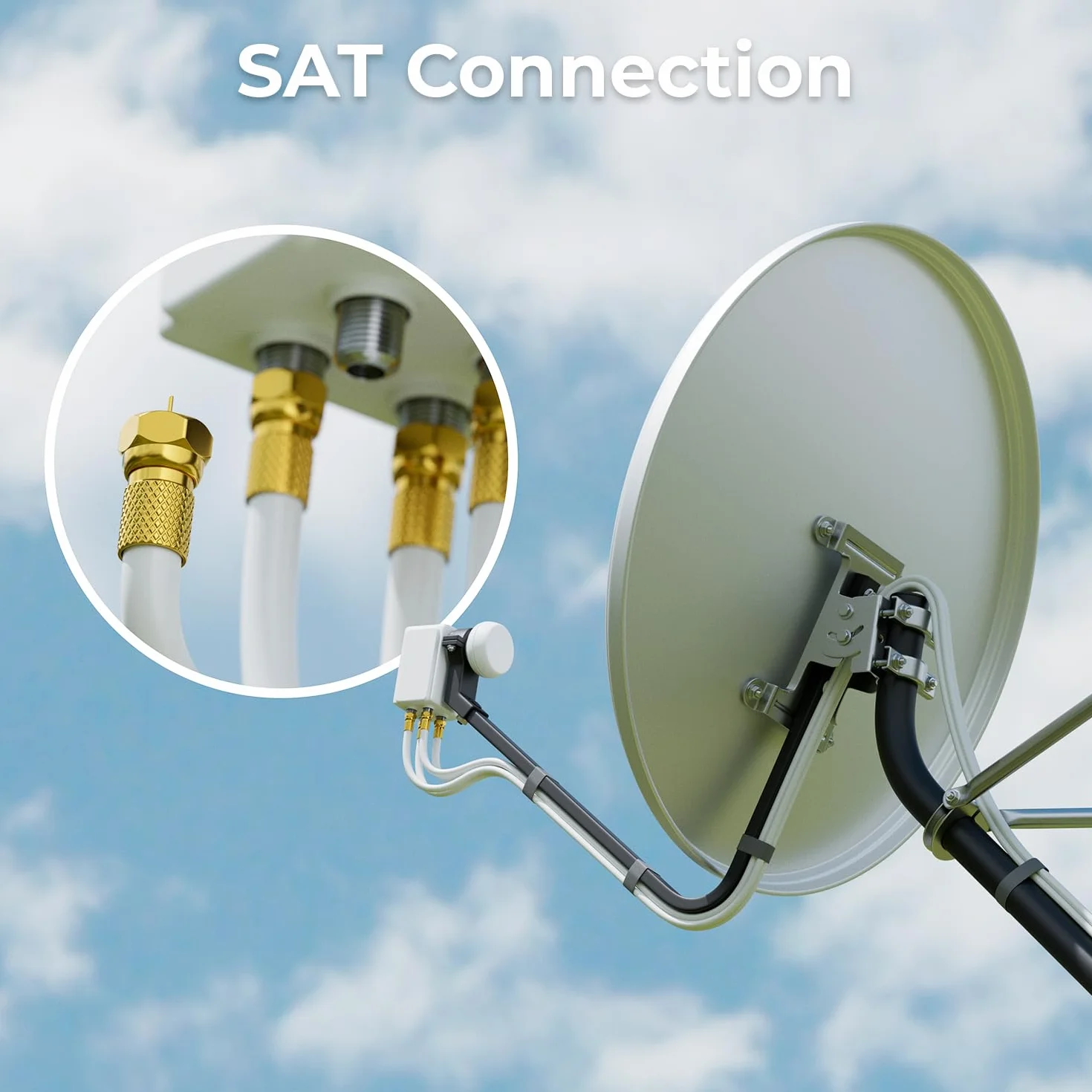 deleyCON kabel koncentryczny SAT 10m 130dB 4-żyłowy ekranowany DVB-S S2 DVB-T DVB-C żyła stal/miedź 4K HDTV