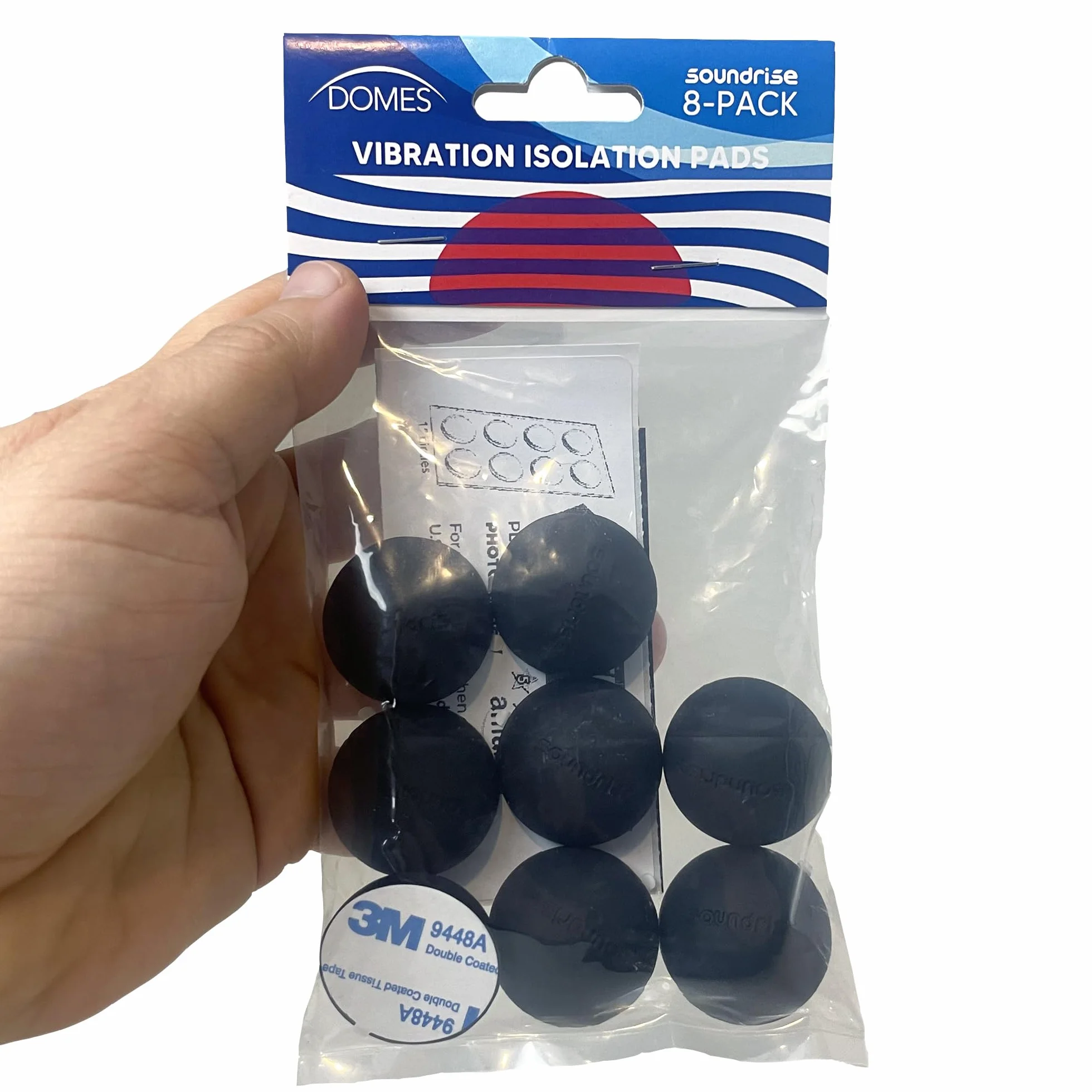 Class-A Silicone Vibration Isolation Pads 1.25" 8-Pack Self-Adhesive for Studio Speakers