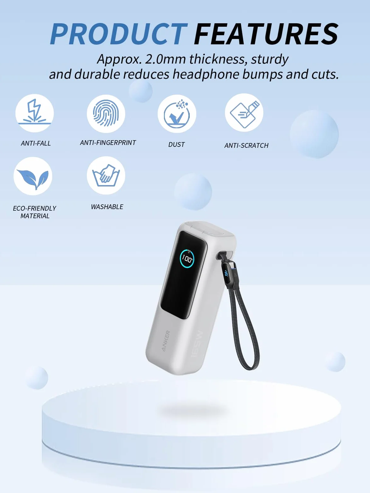 Etui do Anker Zolo 165W, pełna osłona ochronna do laptopa Anker Power Bank, 25 000 mAh – precyzyjne otwieranie otworów, możliwość wielokrotnego prania, kompleksowa ochrona, ochrona przed upadkiem