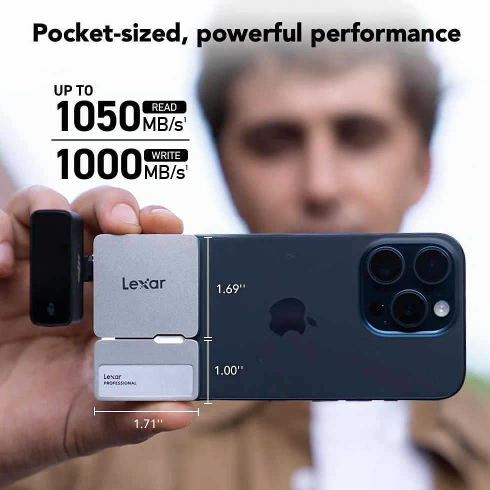 Lexar Przenośny Dysk SSD Go z HUB 1 TB USB 3.2 Gen 2 Srebrny