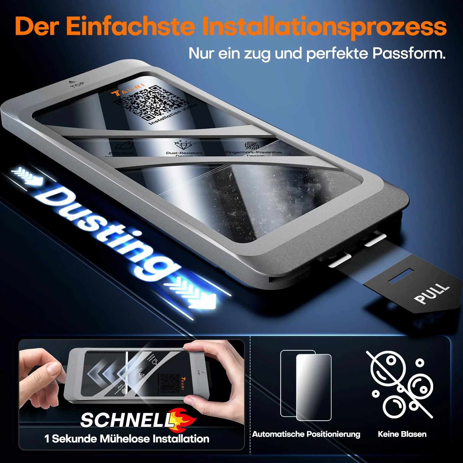 TAURI 3 Sztuki Ochraniacz Ekranu do iPhone 15 Pro Max 6,7" z Automatyczne Odpylanie Szybka Instalacja Narzędziem, Szkło Hartowane, Odporne na Zarysowania, Bez Pęcherzyków Powietrza Film