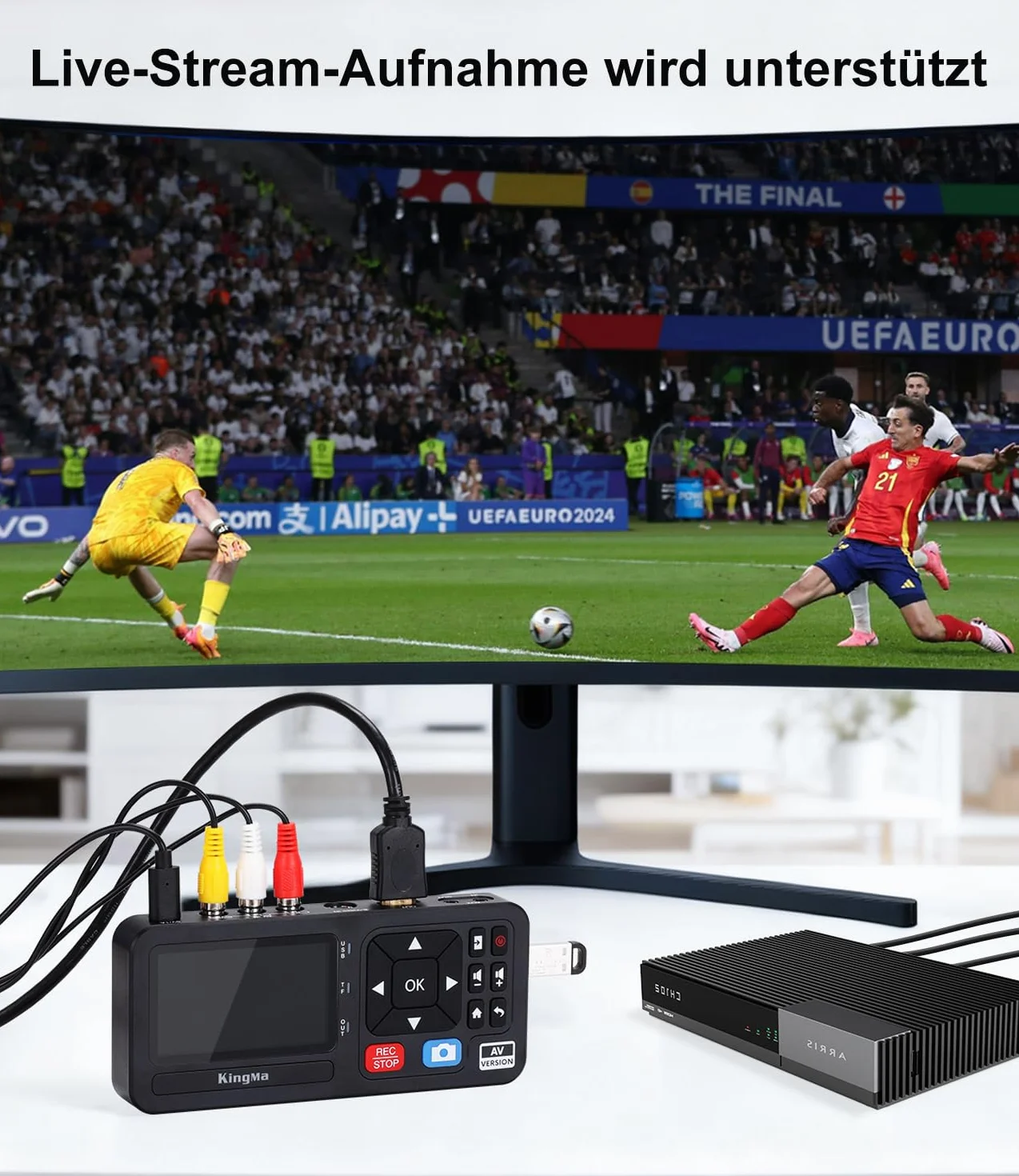King Ma Digitizer wideo 3-calowy ekran 1080P 30 FPS cyfrowa konwersja VHS RCA VCR DVD Hi8 kamery gry TF SD USB