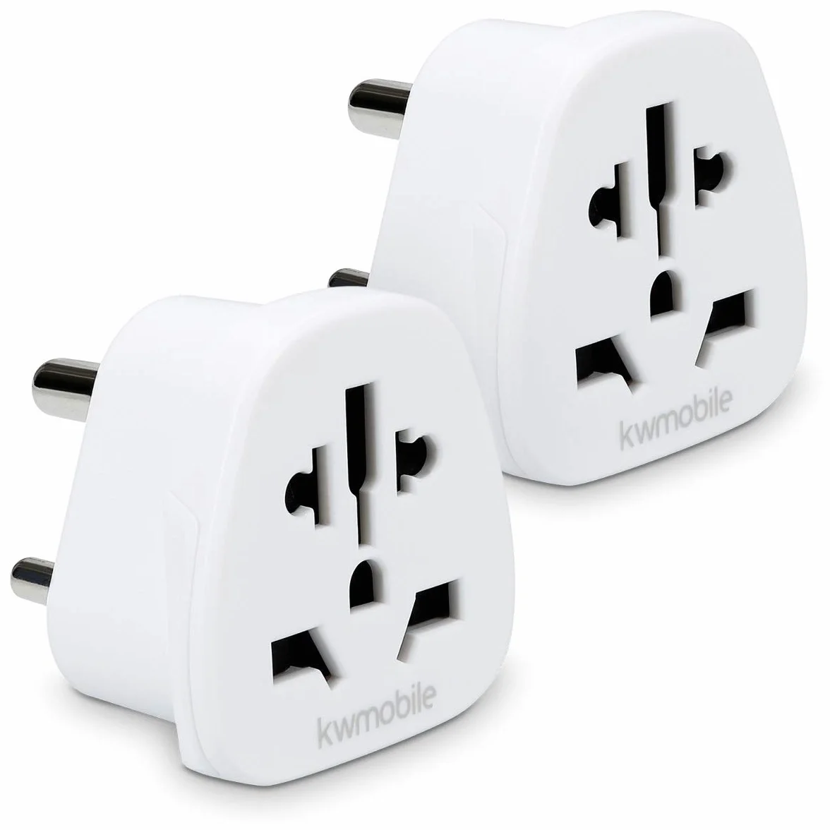 kwmobile 2 x adapter podróżny typu D - 2x uniwersalny adapter wtykowy - złącze India Sri Lanka - Złącza wtykowe białe