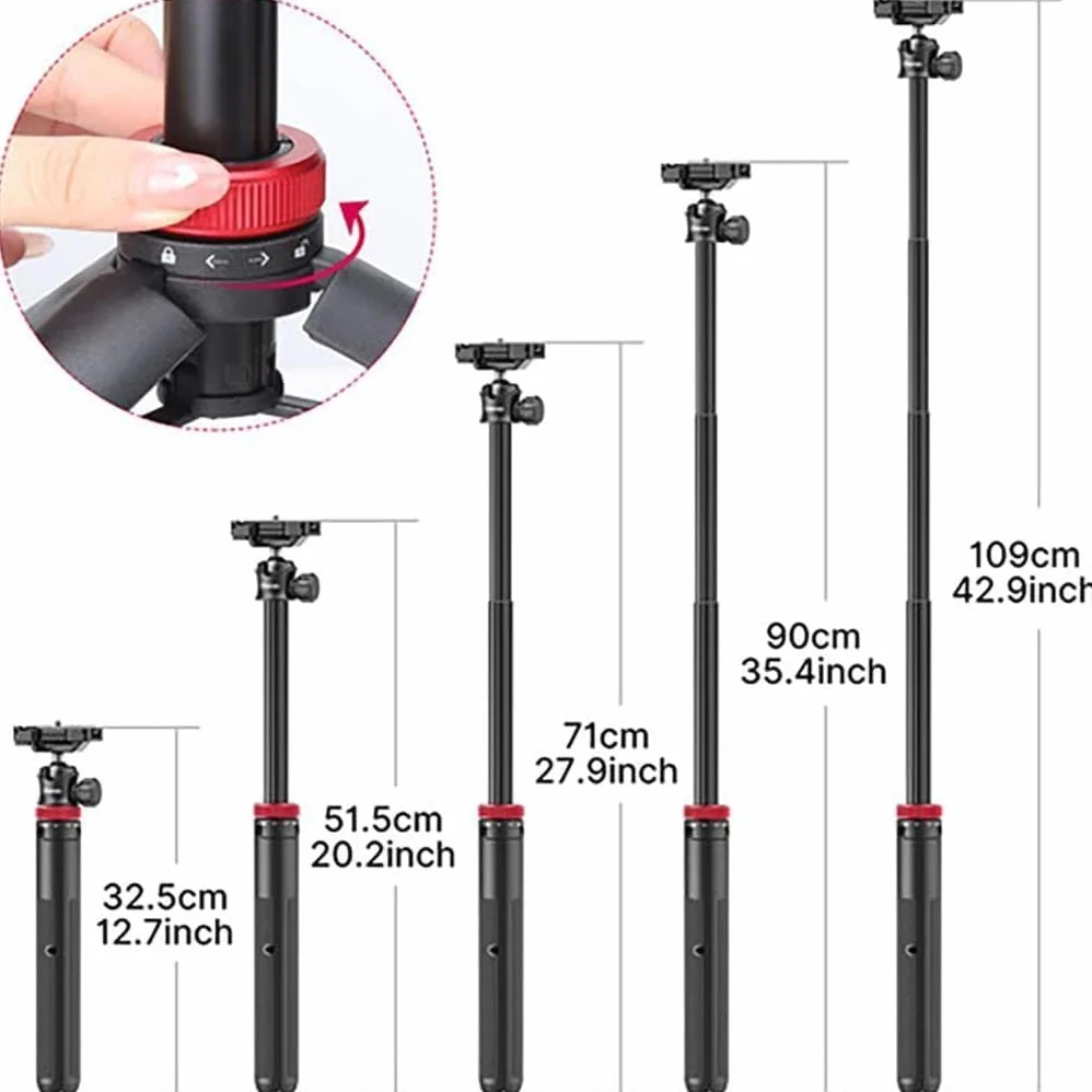 ULANZI Statyw do telefonu MT-44 149.9 cm Selfie Stick 2 w 1 z klipsem i głowicą kulową 360°