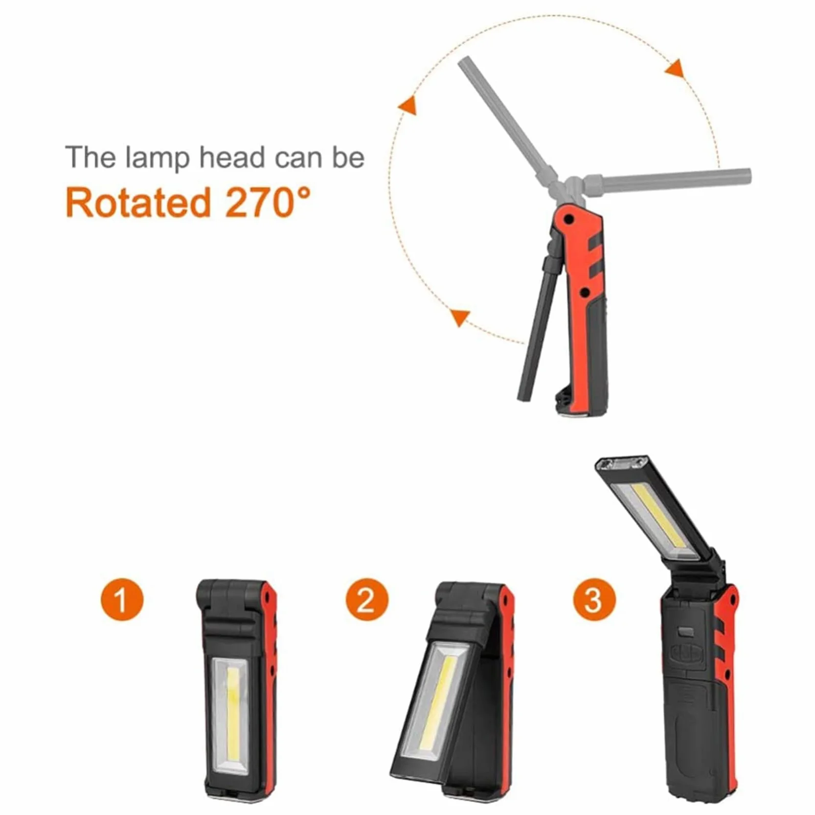 3X Super Jasne Światło Robocze LED COB z Podstawą Magnetyczną i Haczykiem Ładowalna Latarka USB z Możliwością Przyciemniania do Naprawy Samochodów na Zewnątrz