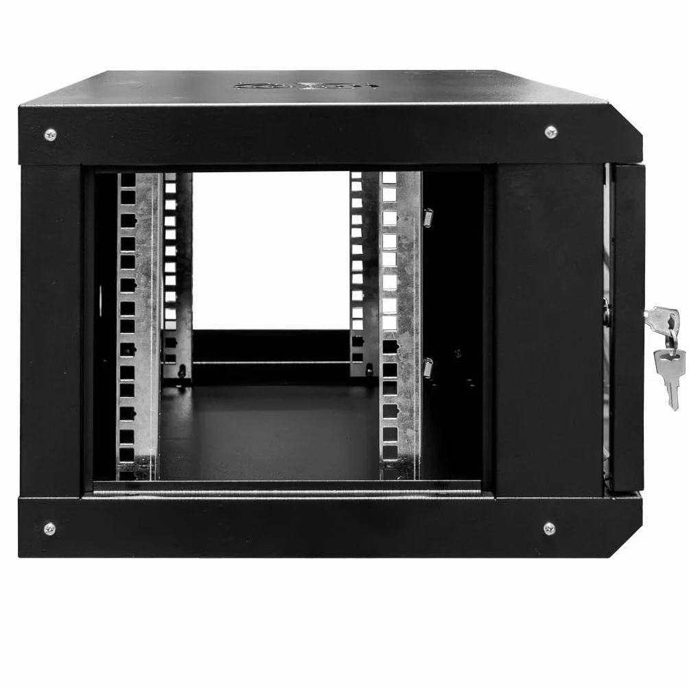 Szafa Rack 19" 6U Wisząca Serwerowa 400 mm Otwierane Boki Metalowa Czarna Mega-M