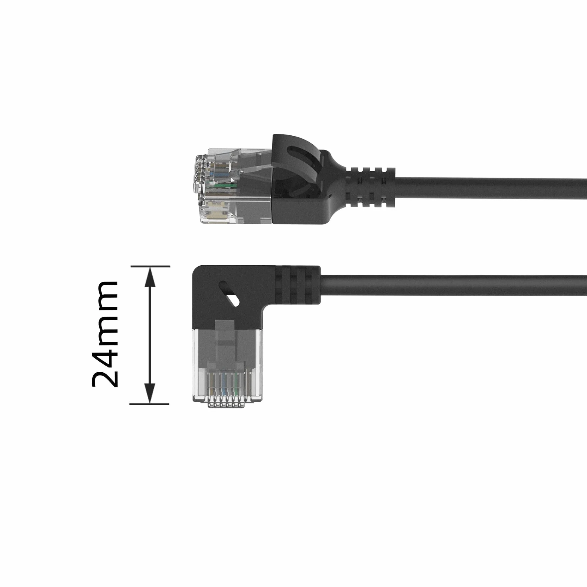 ACT CAT6A kabel sieciowy 90° kątowy w prawo U/UTP LSZH LAN 3,6 mm Slimline Ethernet RJ45 1,5 m
