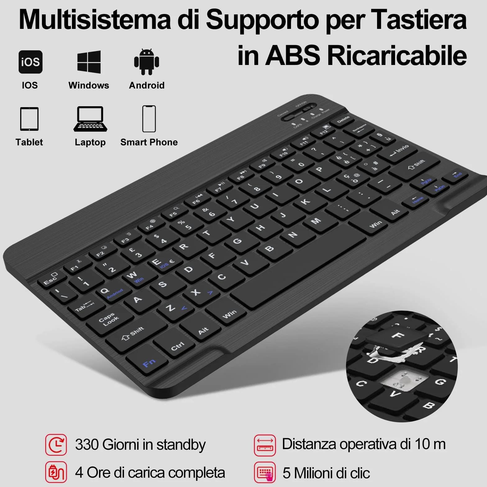 FOGARI Magnetyczna klawiatura do iPada 10,2" etui Bluetooth QWERTY włoska odpinana czarna