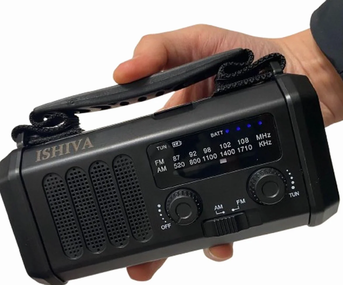 Ishiva 10 000 mAh awaryjne radio solarne AM/FM z latarką LED i ładowarką do telefonu