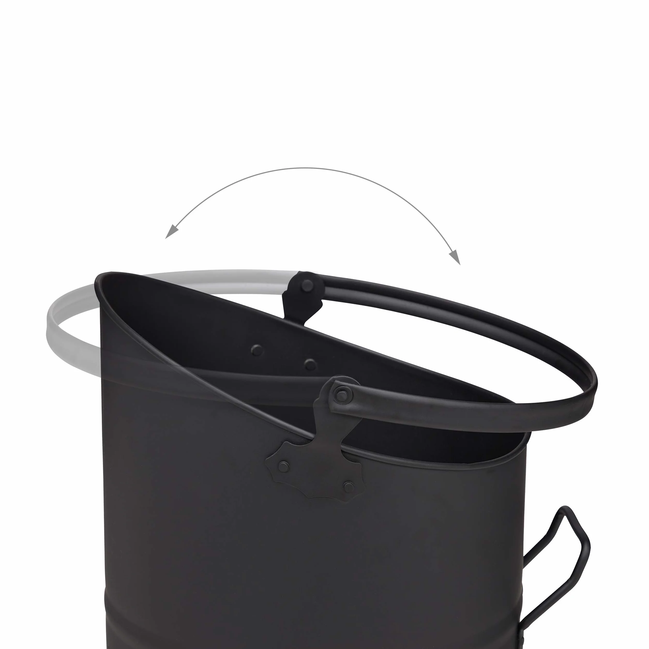 Relaxdays Zestaw 3 pojemników na pelety, ∅ 21, 25 i 30 cm, uchwyt, metalowy pojemnik, akcesoria kominkowe, czarny