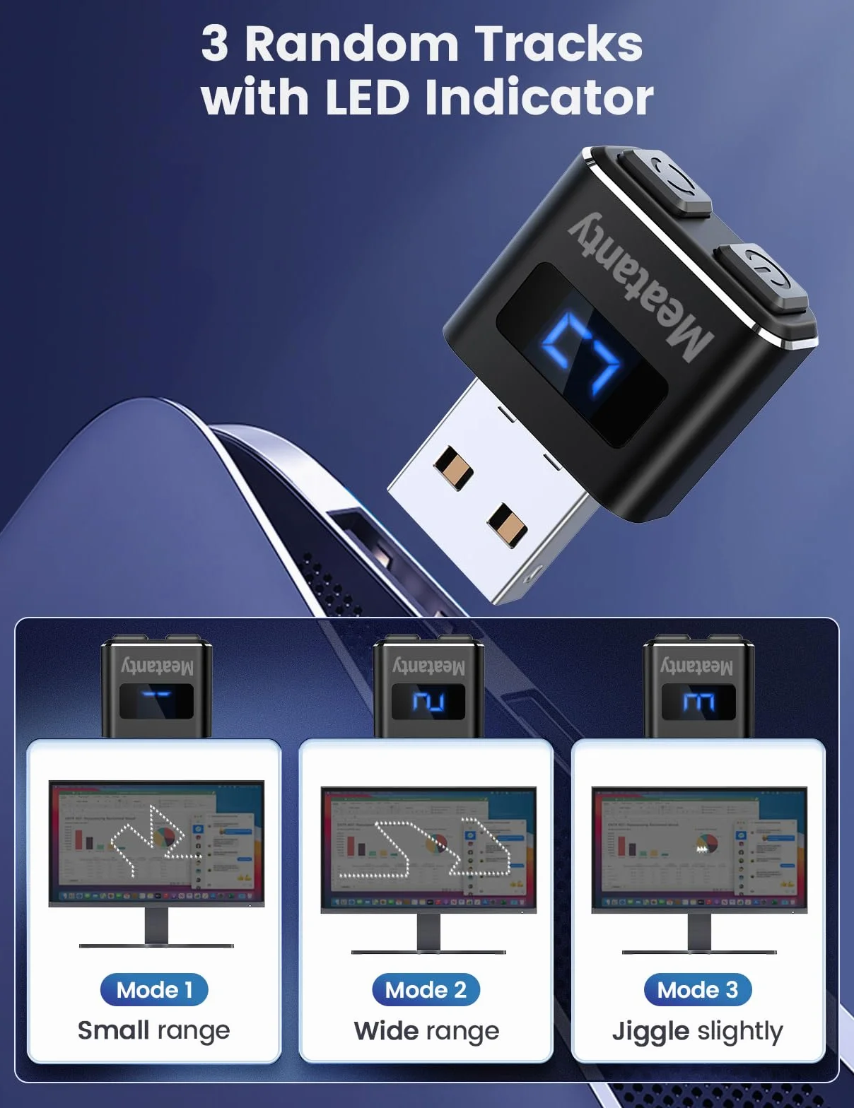 Meatanty 2-przyciskowy symulator myszy USB niewykrywalny automatyczny z 3 trybami ruchu wibracja
