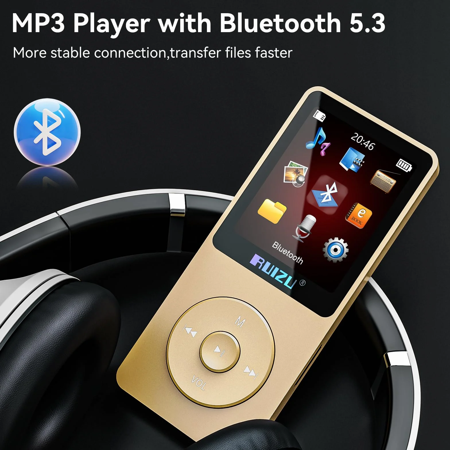 Odtwarzacz MP3 Bluetooth 5.3 64GB 1.8" ekran radio FM nagrywanie głosu 80H