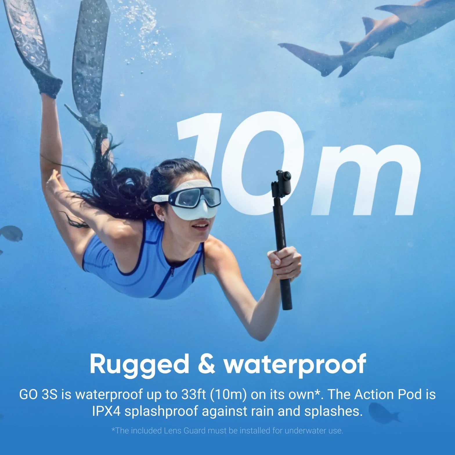 Insta360 GO 3S 128GB kamera 4K wodoodporna 10m stabilizacja AI czarna