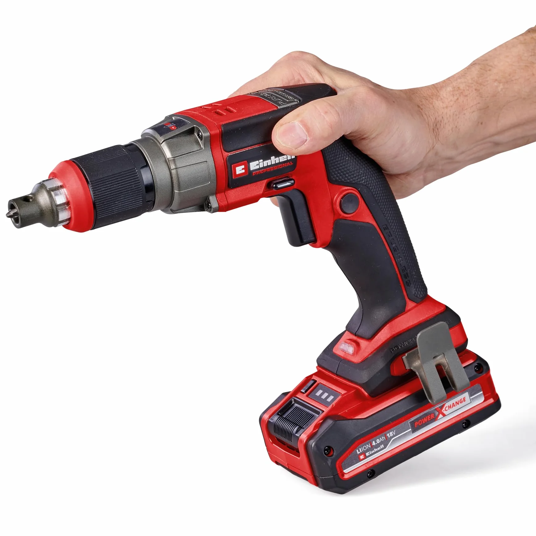 Einhell Profesjonalna wkrętarka do suchej ścianki działowej Tp-Dy 18 Li Bl-Solo Power X-Change (18 V, silnik bez węgla, ogranicznik głębokości, funkcja ciągłego chodzenia, z końcówką, bez baterii)