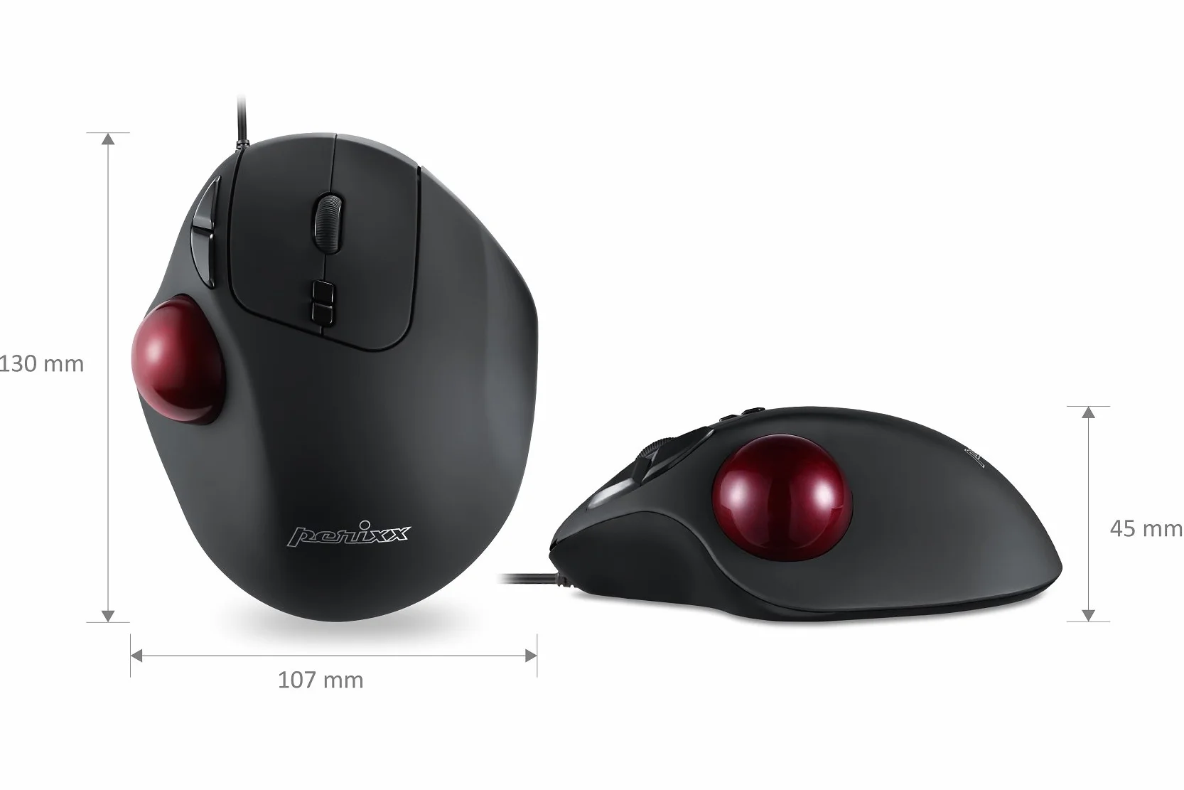 Perixx PERIMICE-517 ergonomiczna przewodowa mysz USB Trackball 34mm 7 przycisków 400/1000 DPI