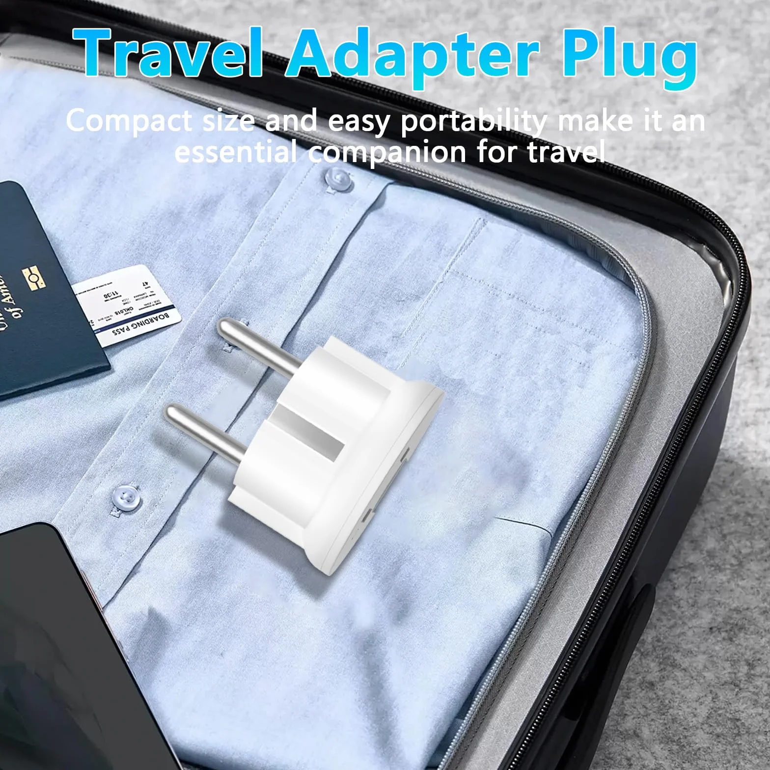 Adapter podróżny z USA do Europy 2 sztuki, wtyczka do UE
