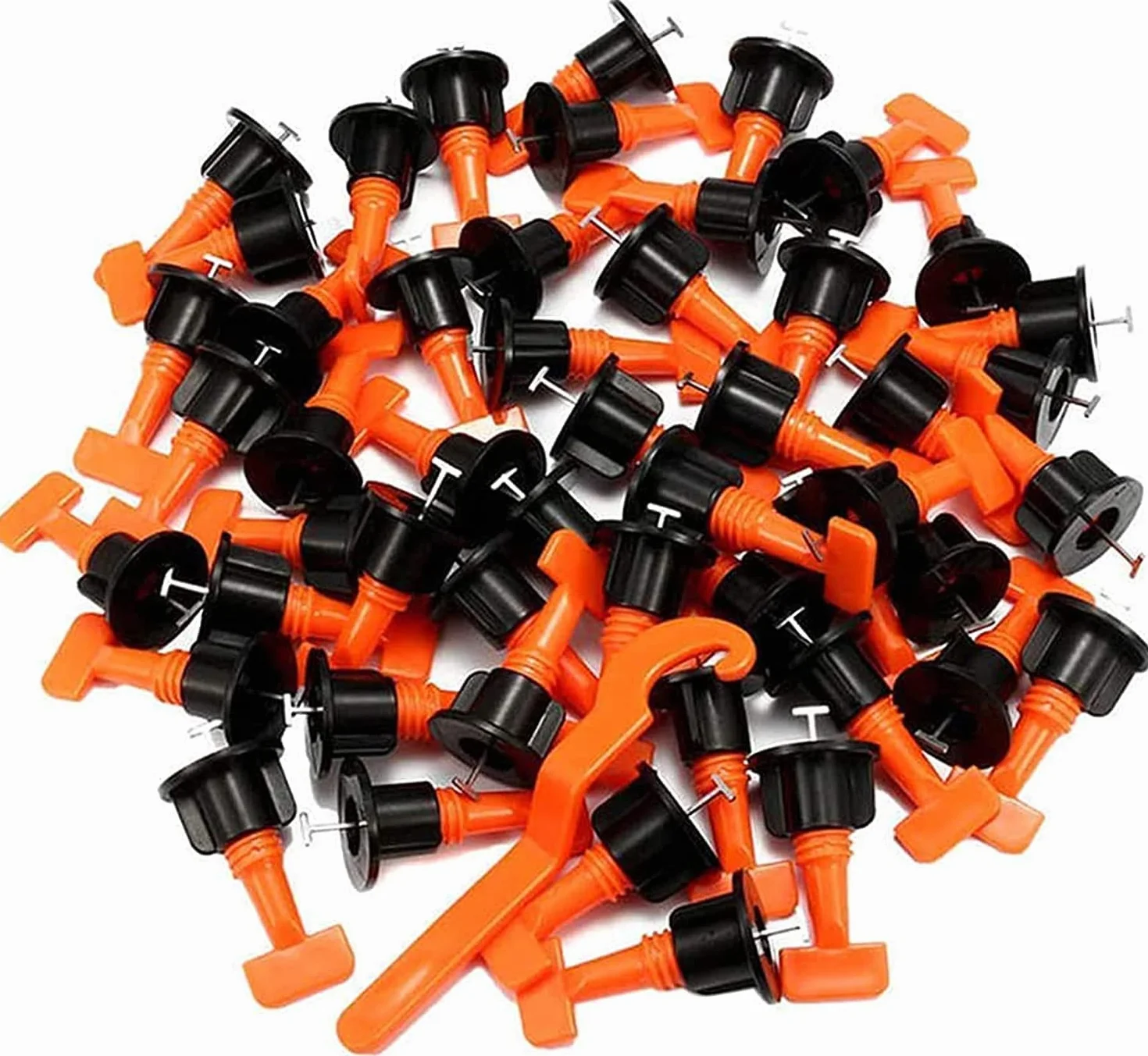system wyrównywania płytek, Zestaw do poziomowania płytek - Wielokrotnego użytku system płaskich konstrukcji ceramicznych podłóg i ścian(50pcs)