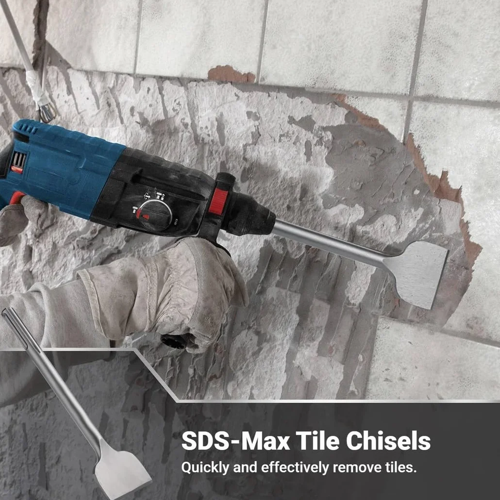 2 szt. dłut SDS-Max, stal chromowa 40Cr, szeroka łopatka do wiertarek, 30 cm x 2,241 cm do wydajnego usuwania płytek i betonu