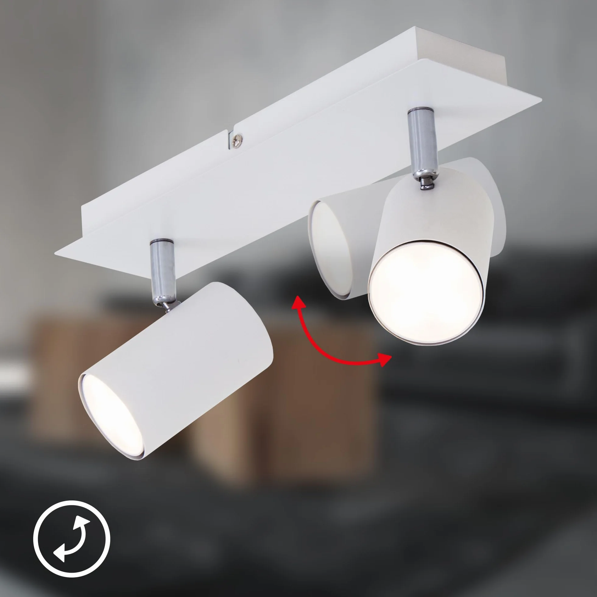 Briloner Leuchten Reflektor sufitowy, wychylny, lampa sufitowa, lampa sufitowa 2-żarówkowa, GU10, maks. 40 W, biała