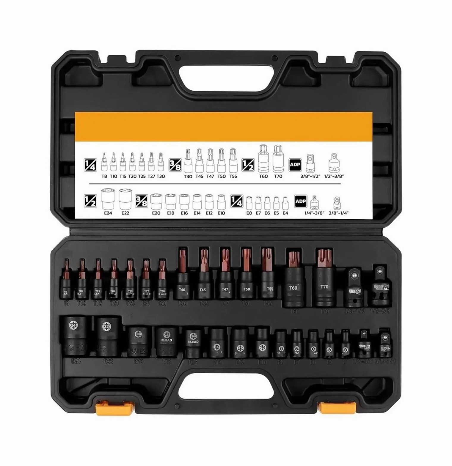 Zestaw narzędzi do domu Zestaw nasadek bitowych 31 szt. CR-V i S2 Gwiazda ze stali stopowej T8-T70 i E-Torx E4-E24 Znakowany laserem o wysokim momencie obrotowym