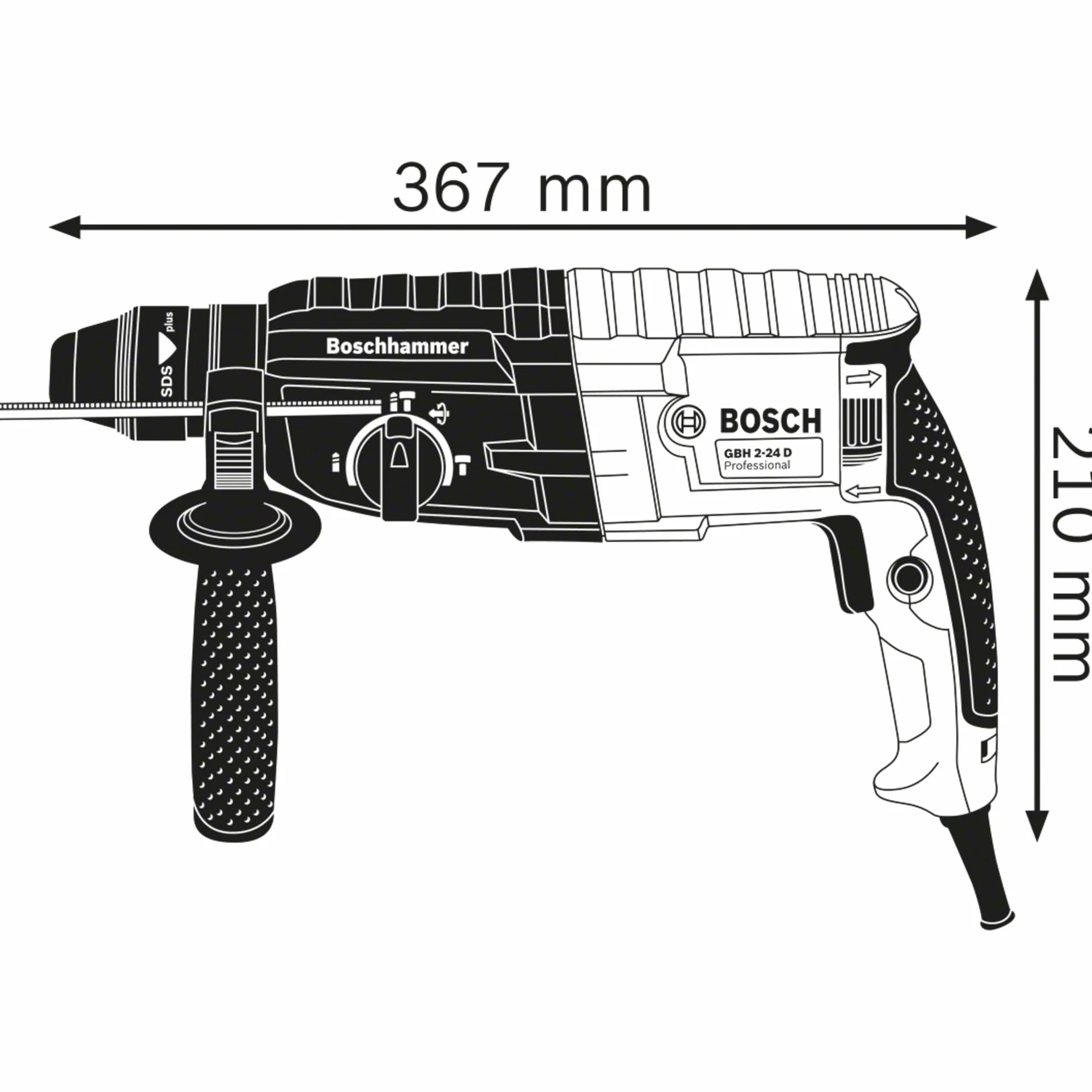 Bosch Professional: młot udarowo-obrotowy GBH 240 (790 W, energia udaru 2.7 J, uchwyt SDS plus, ogranicznik głębokości, walizka)